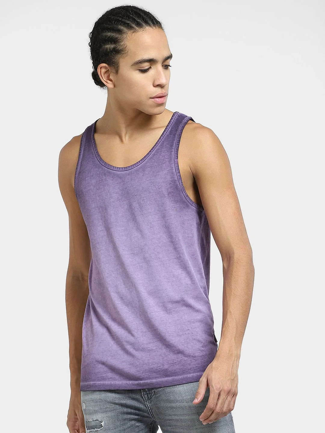 Violet Washed Cotton Vest - Image 2