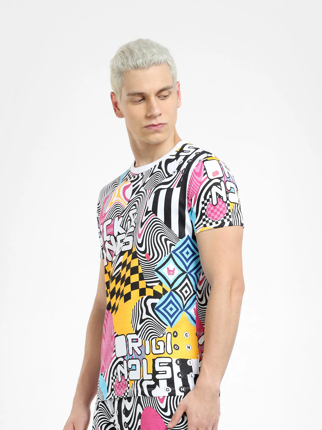 METAVERSE White Printed Co-ord T-shirt - Image 3