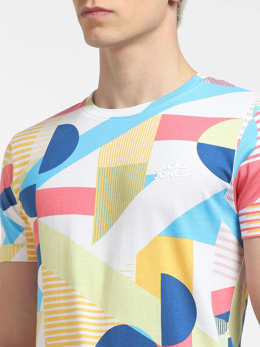 White Colourblocked Crew Neck T-shirt - Image 5