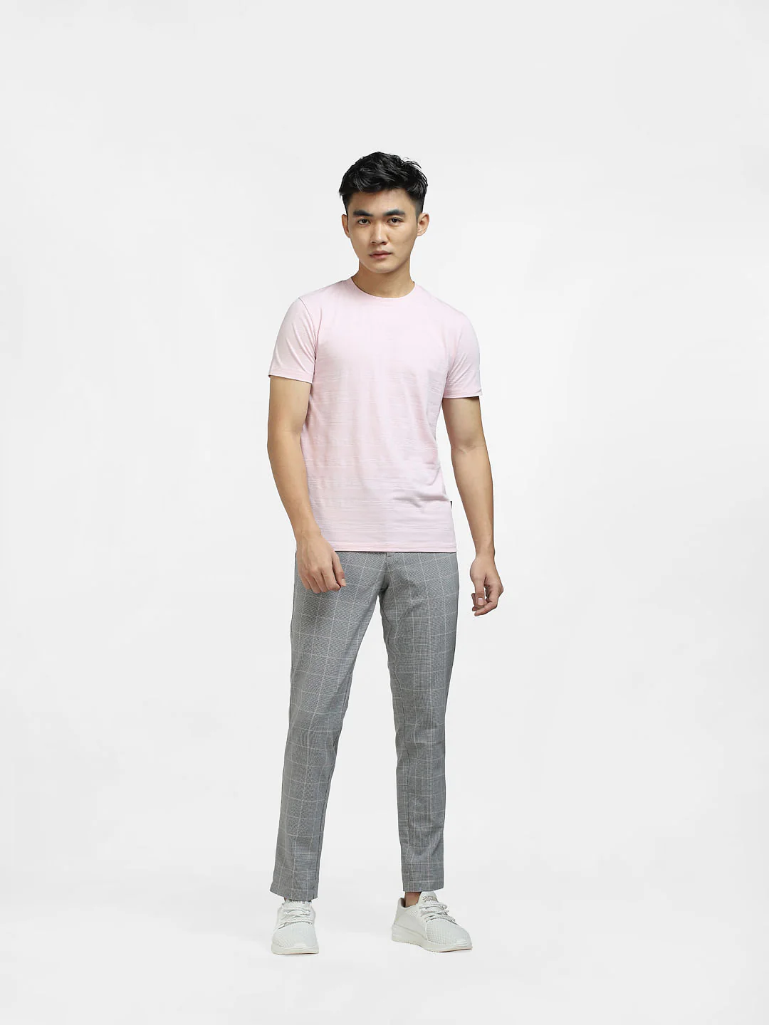 Pink Self-Design Crew Neck T-shirt - Image 6