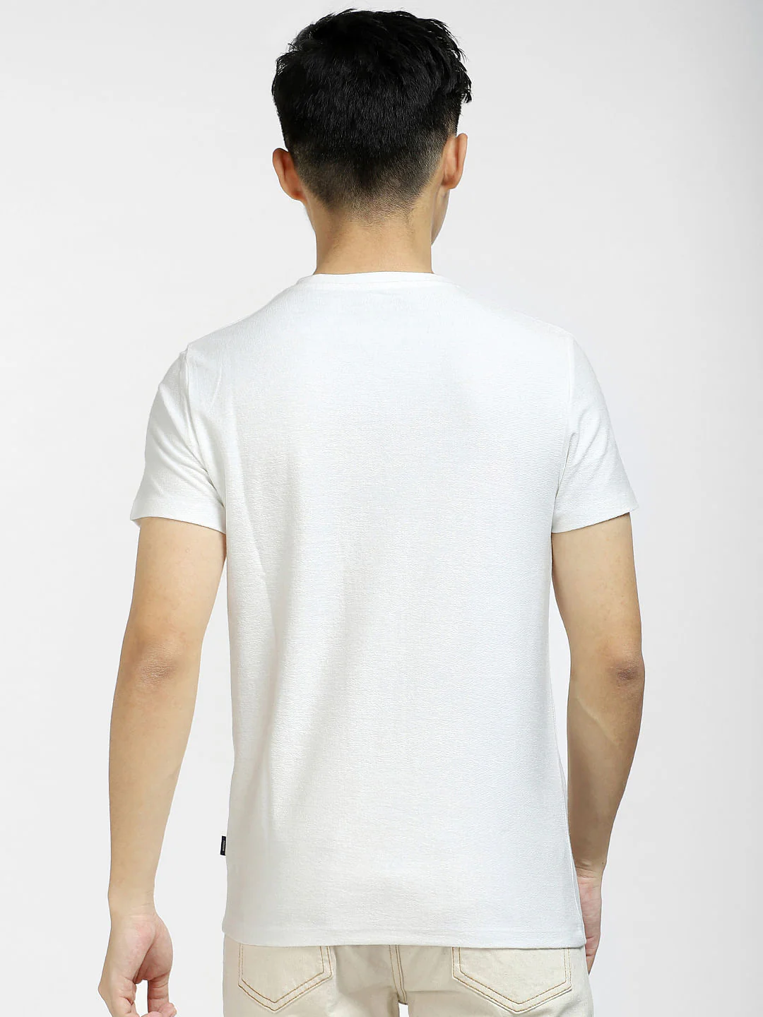 White Printed Pocket Crew Neck T-shirt - Image 4