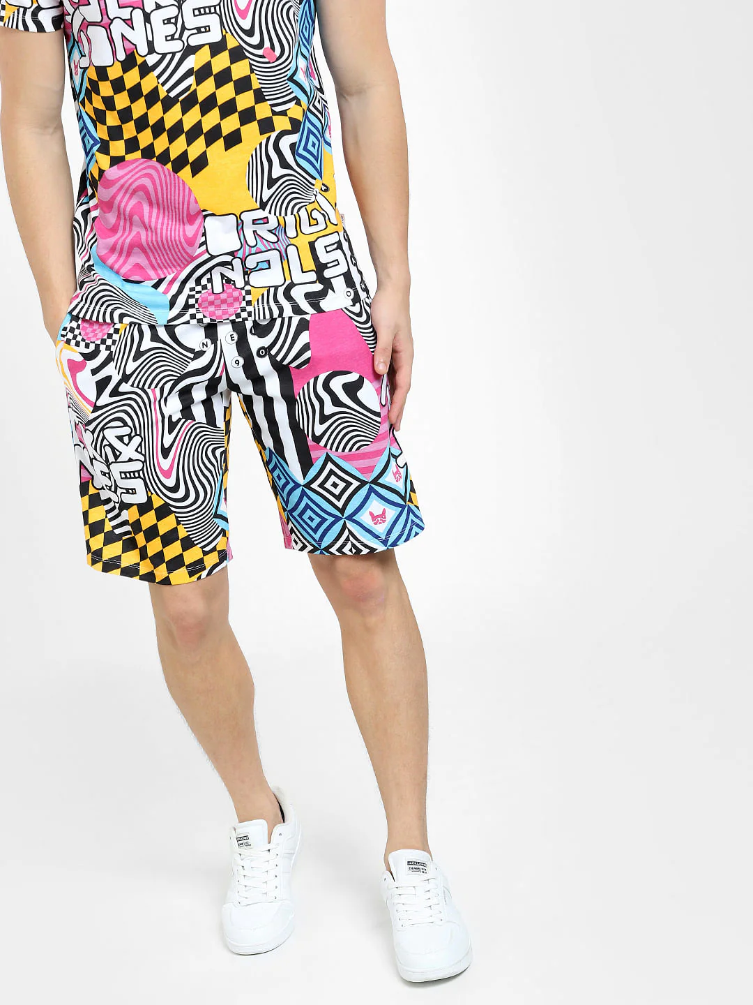 METAVERSE White Mid Rise Printed Co-ord Shorts - Image 2