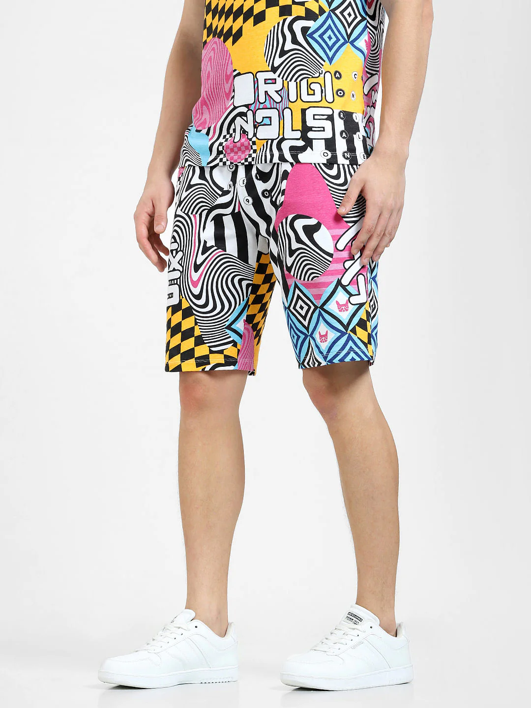 METAVERSE White Mid Rise Printed Co-ord Shorts - Image 3