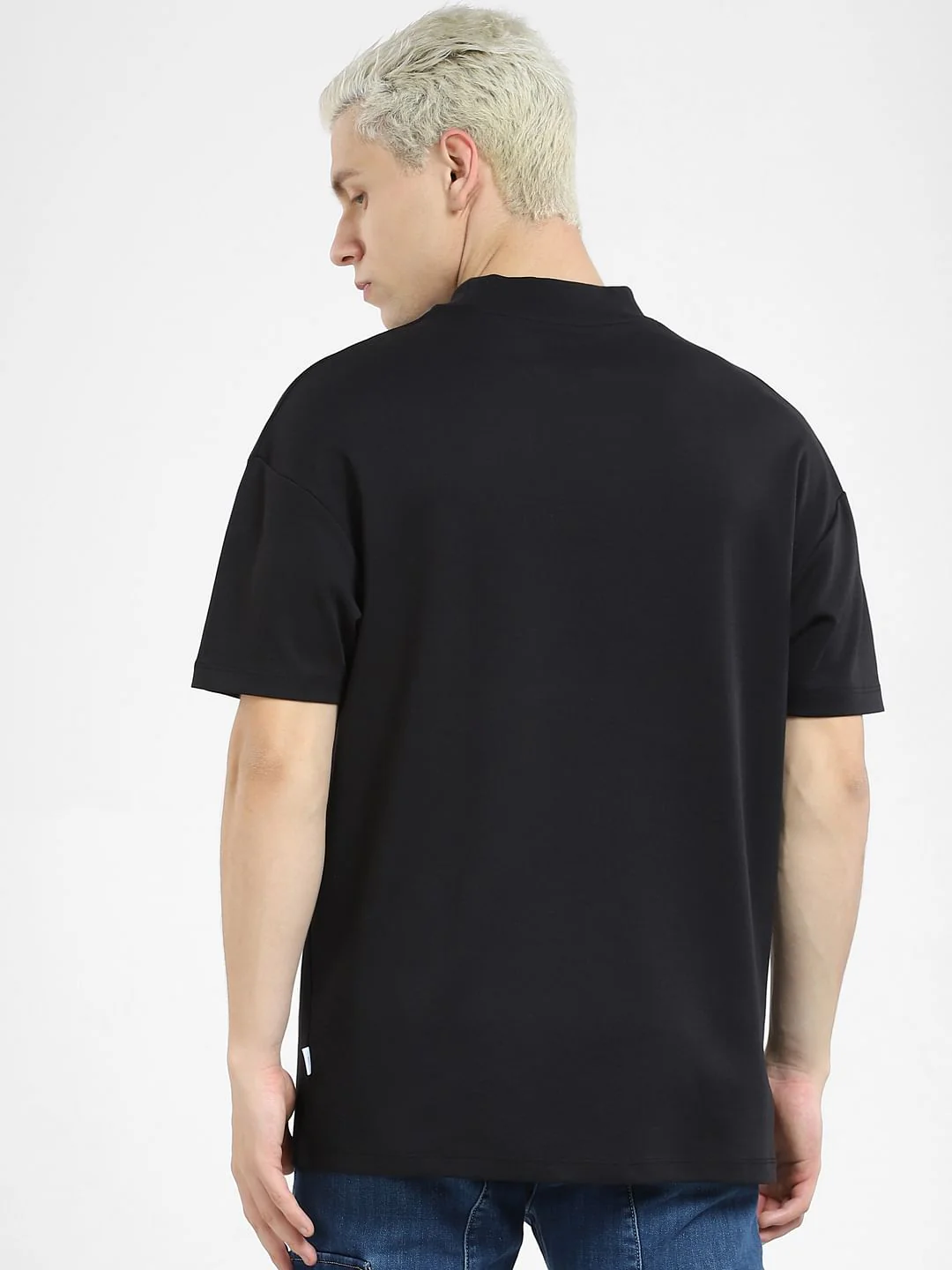 Black High Neck Boxy Fit T-shirt - Image 4
