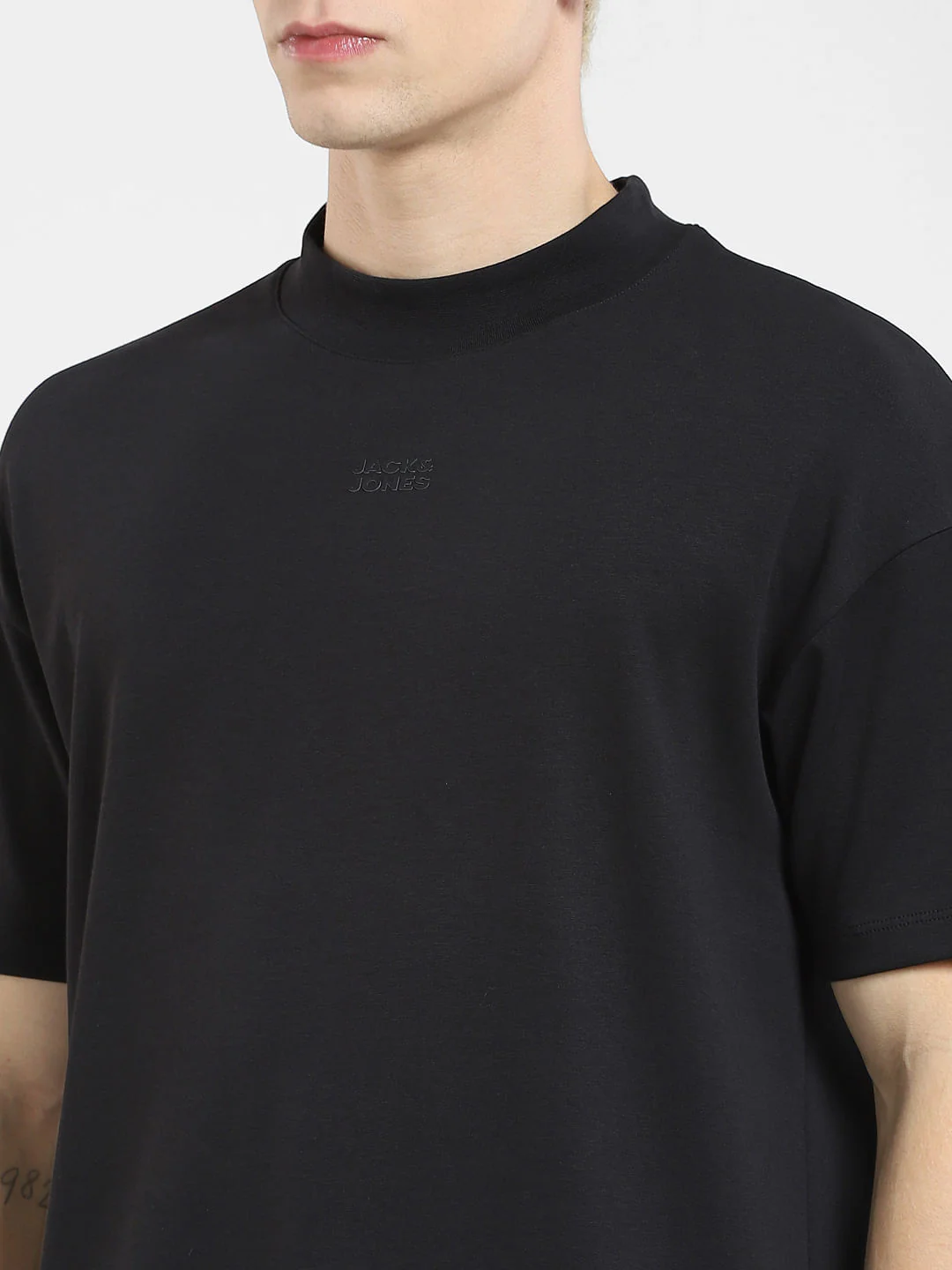 Black High Neck Boxy Fit T-shirt - Image 5