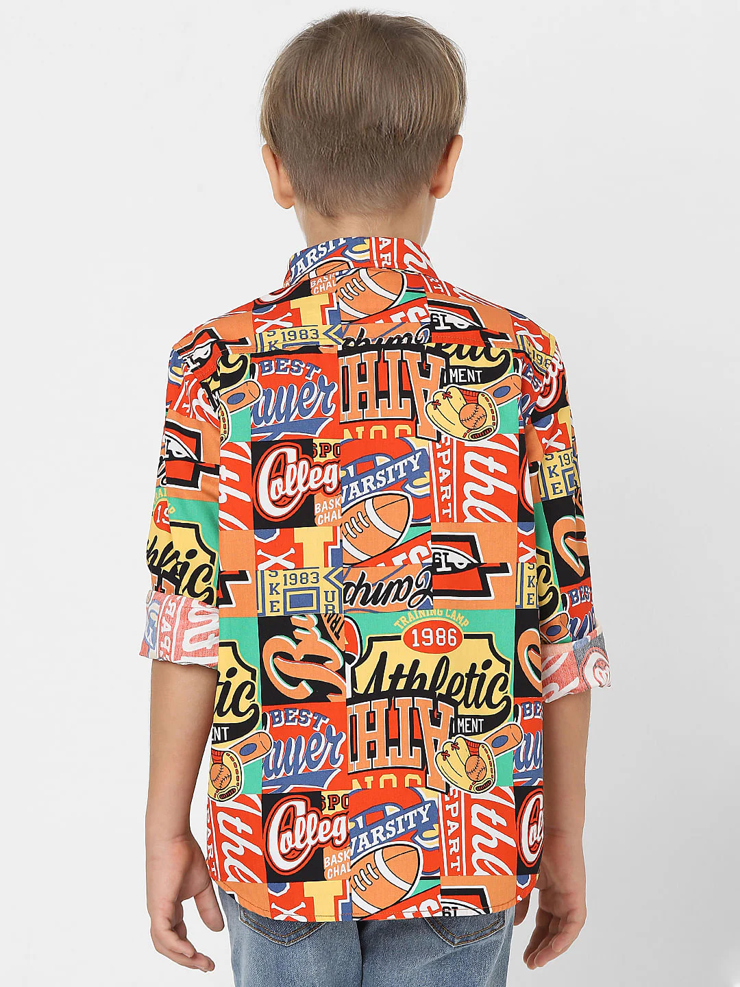Boys Orange Typographic Print Shirt - Image 4