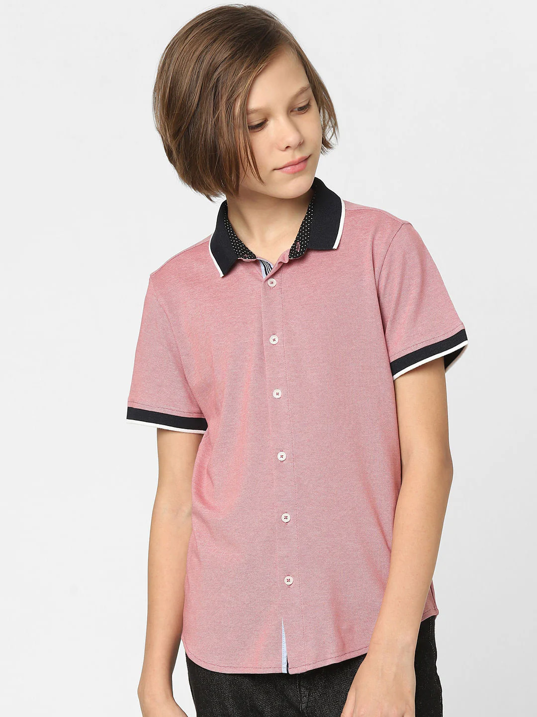 Boys Pink Short Sleeves Shirt - Image 2