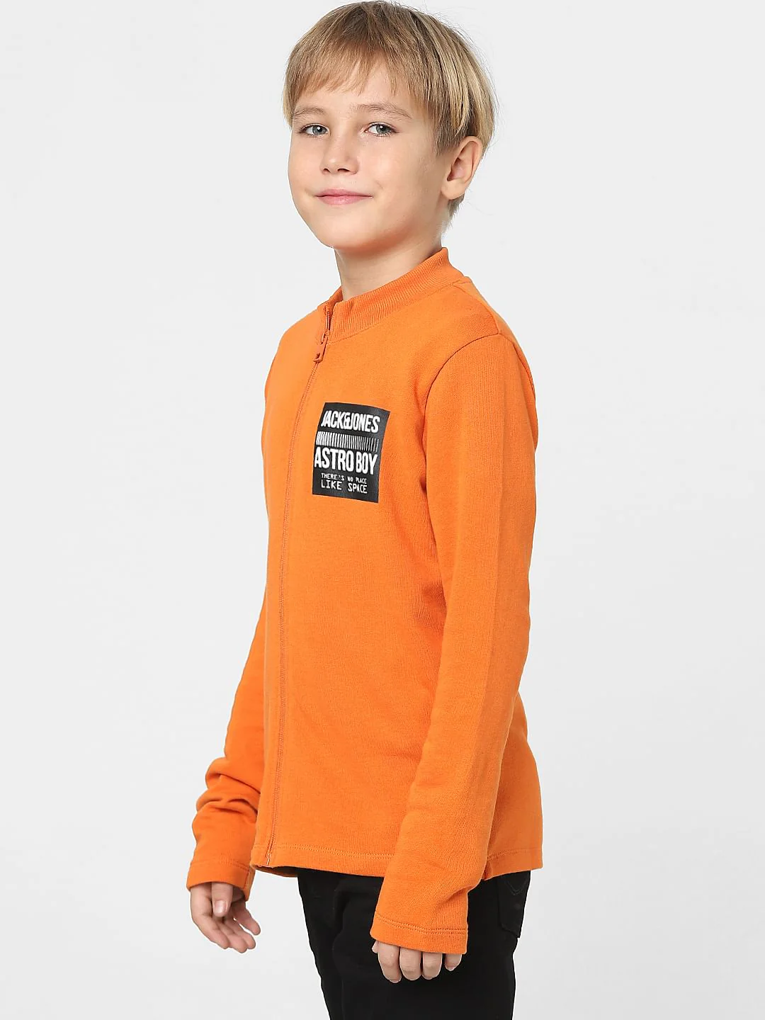 Boys Orange Co-ord Zippered Sweatshirt - Image 3