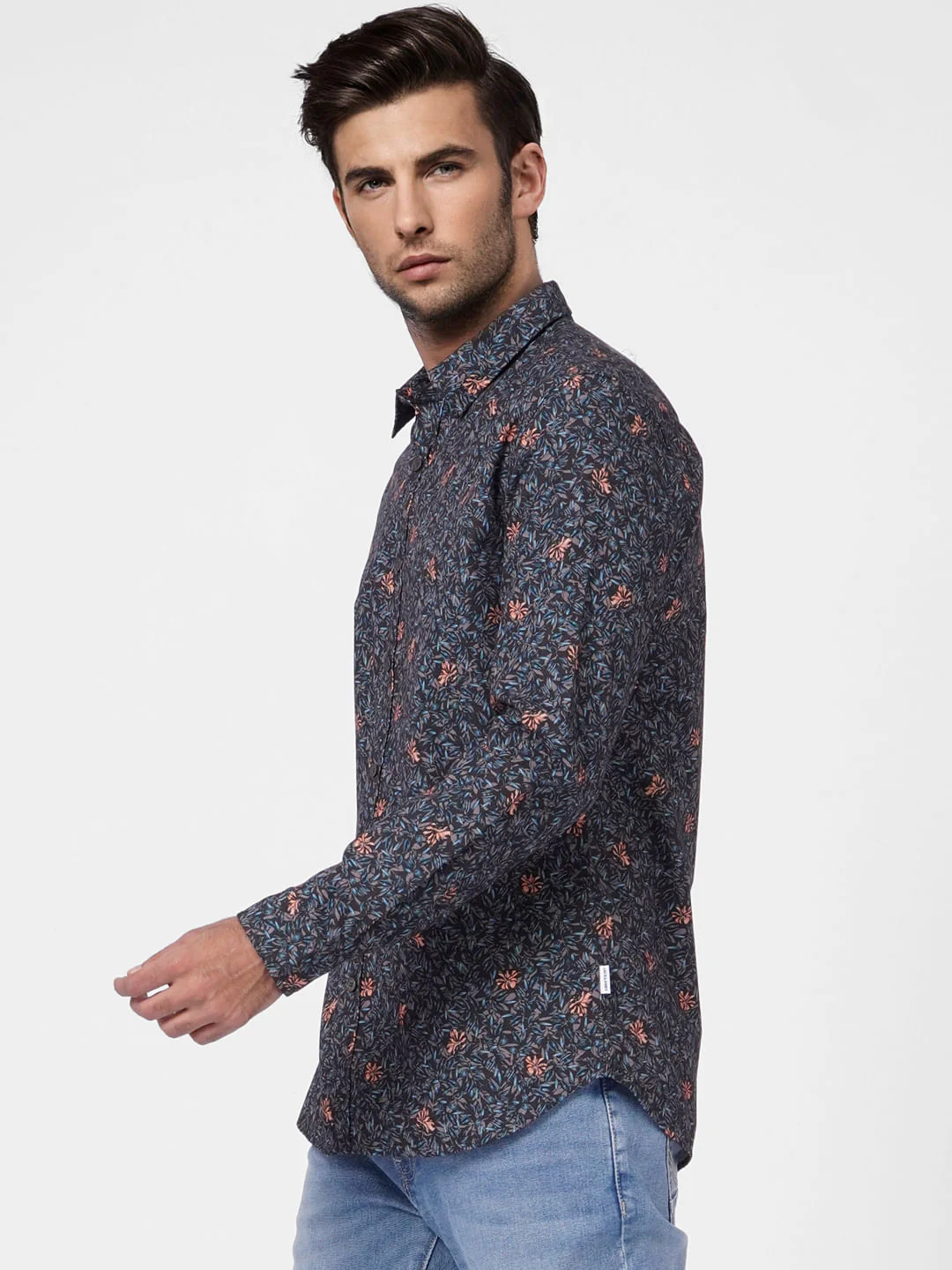 Grey Printed Full Sleeves Shirt - Image 3