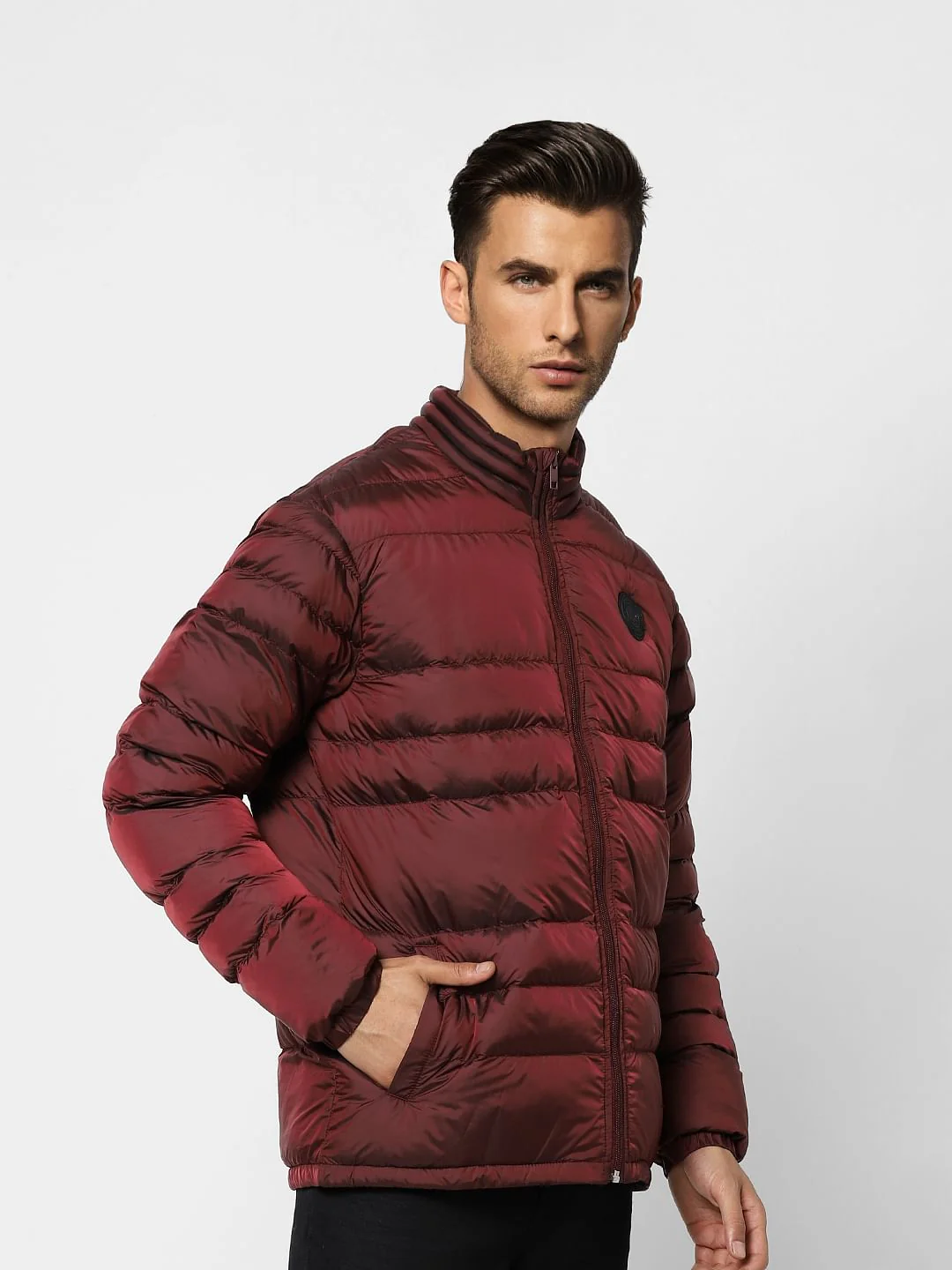 Dark Red Puffer Jacket - Image 3