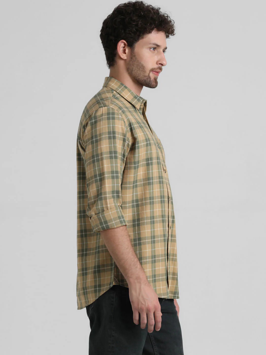 Yellow Check Full Sleeves Shirt - Image 3