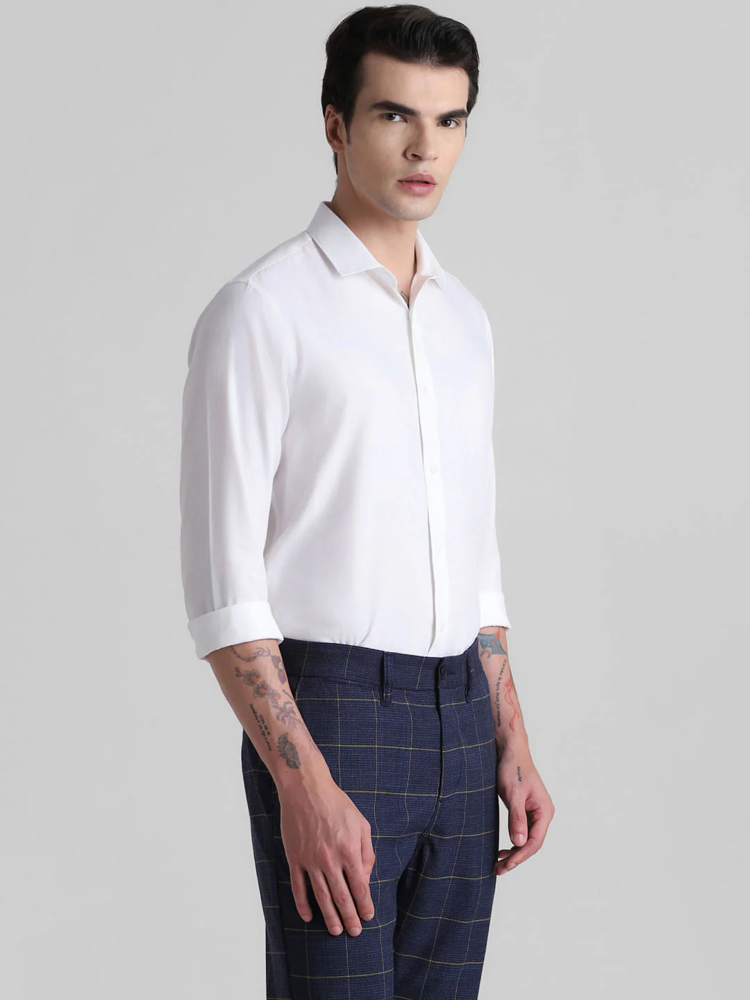 White Full Sleeves Solid Shirt - Image 3