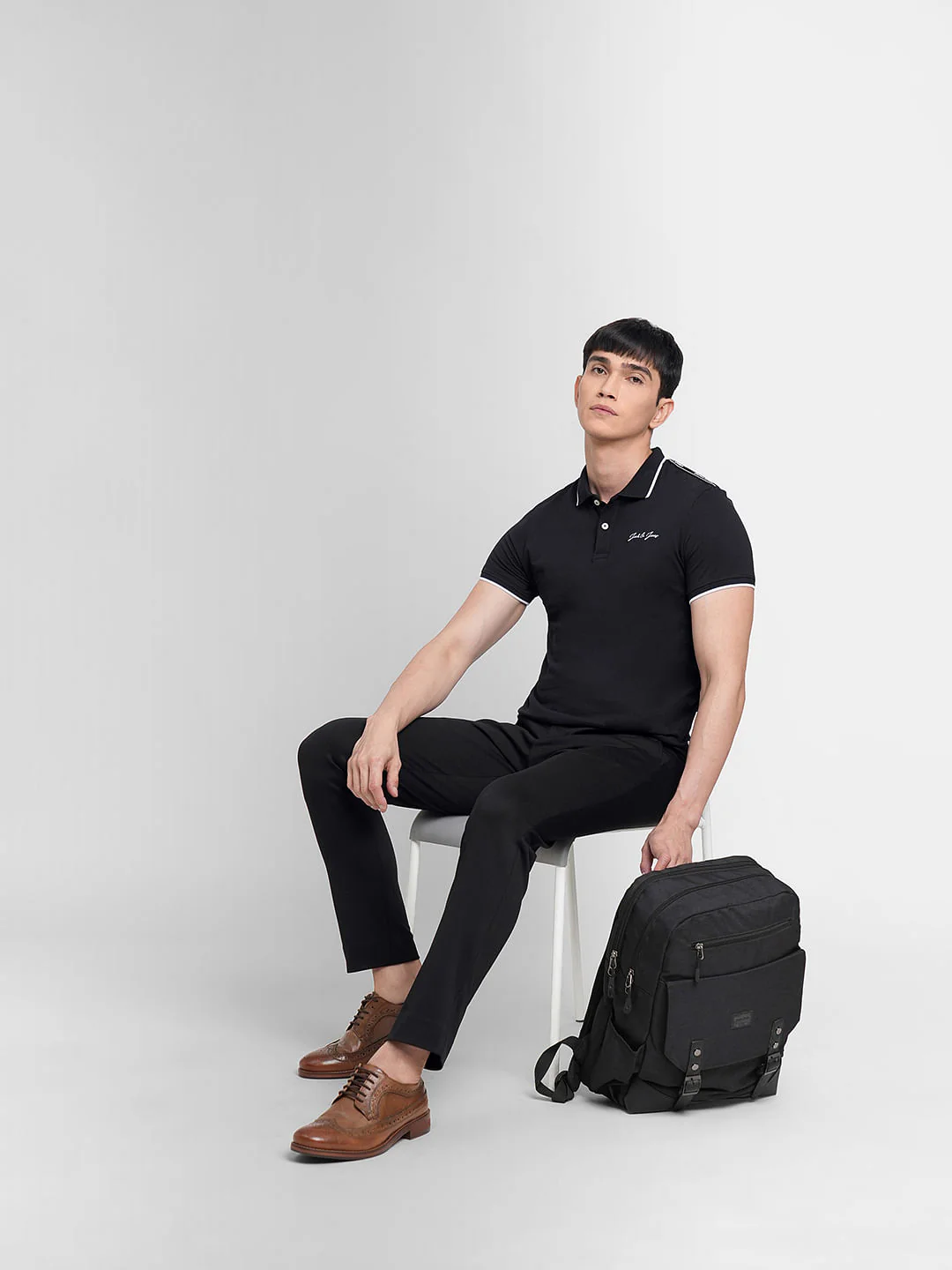 Black Mid Rise Slim Fit Trousers