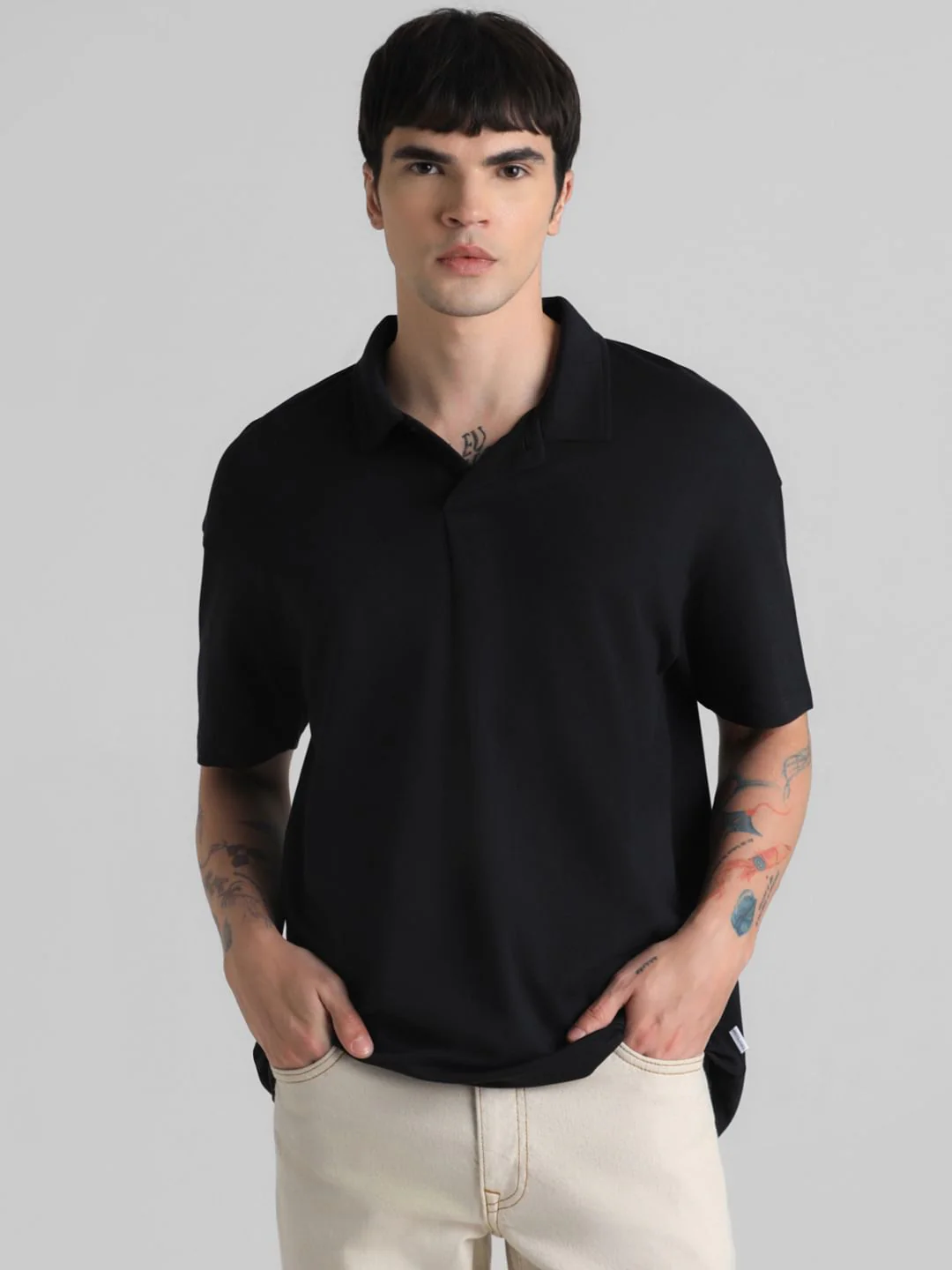 Black Oversized Polo T-shirt - Image 2