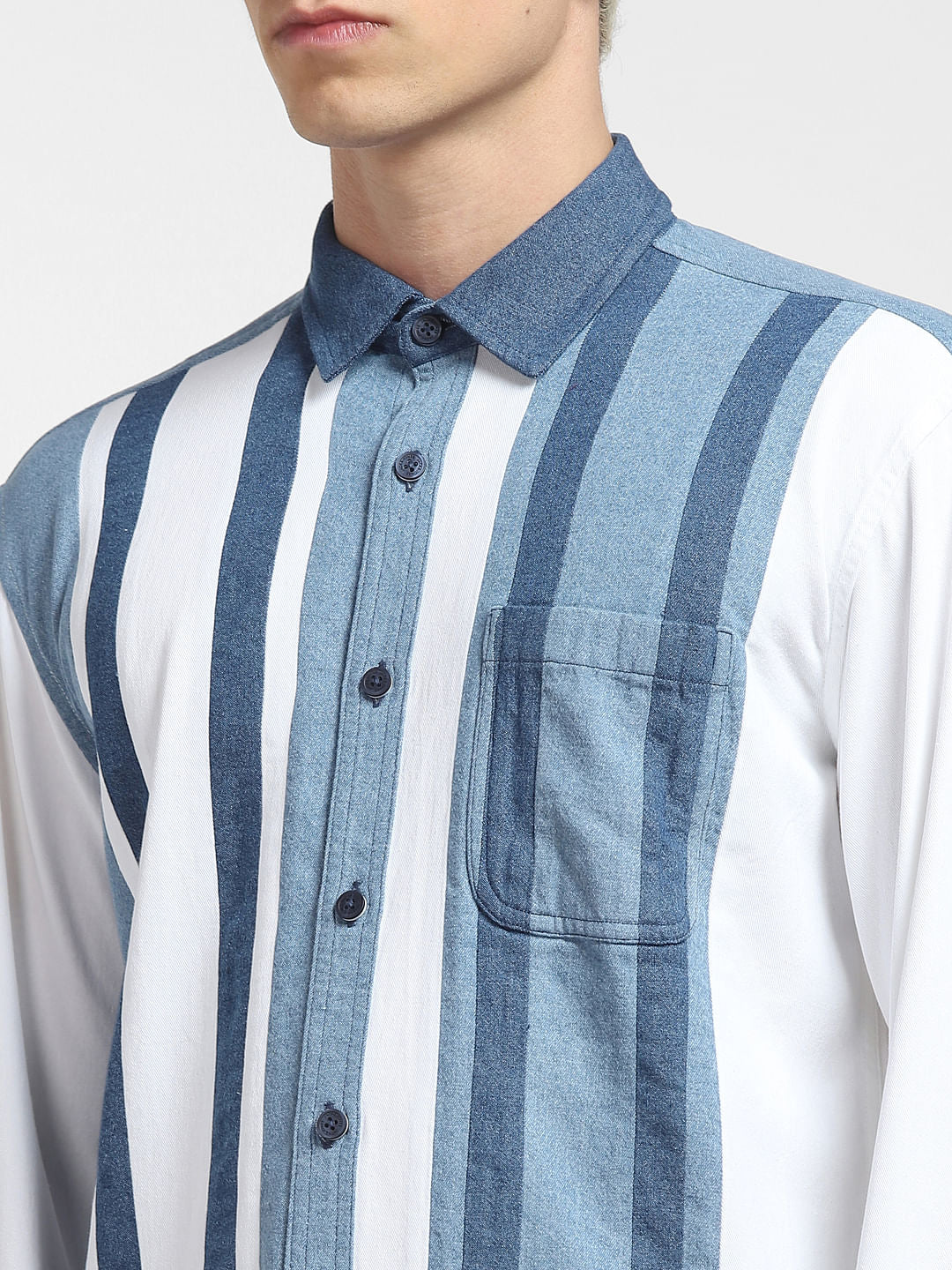 METAVERSE White Striped Full Sleeves Shirt - Image 5