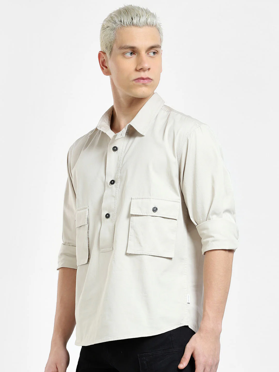 Grey Oversized Full Sleeves Shirt - Image 3