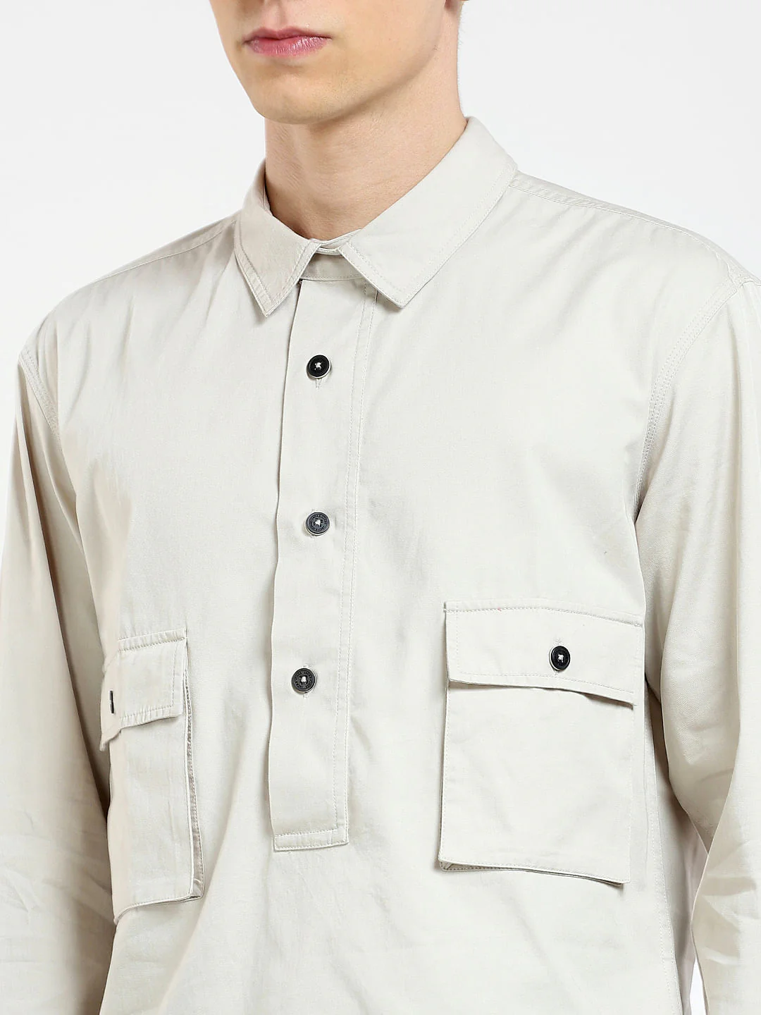 Grey Oversized Full Sleeves Shirt - Image 5
