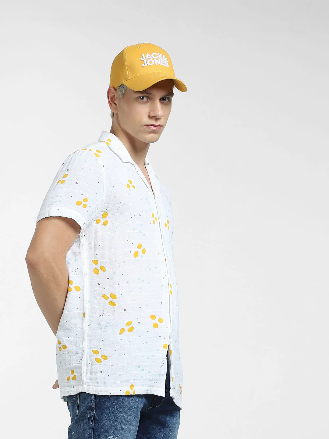 White Printed Short Sleeve Shirt