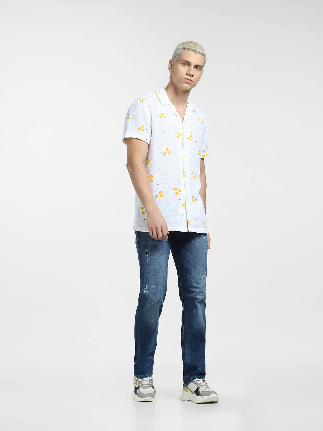 White Printed Short Sleeve Shirt - Image 6