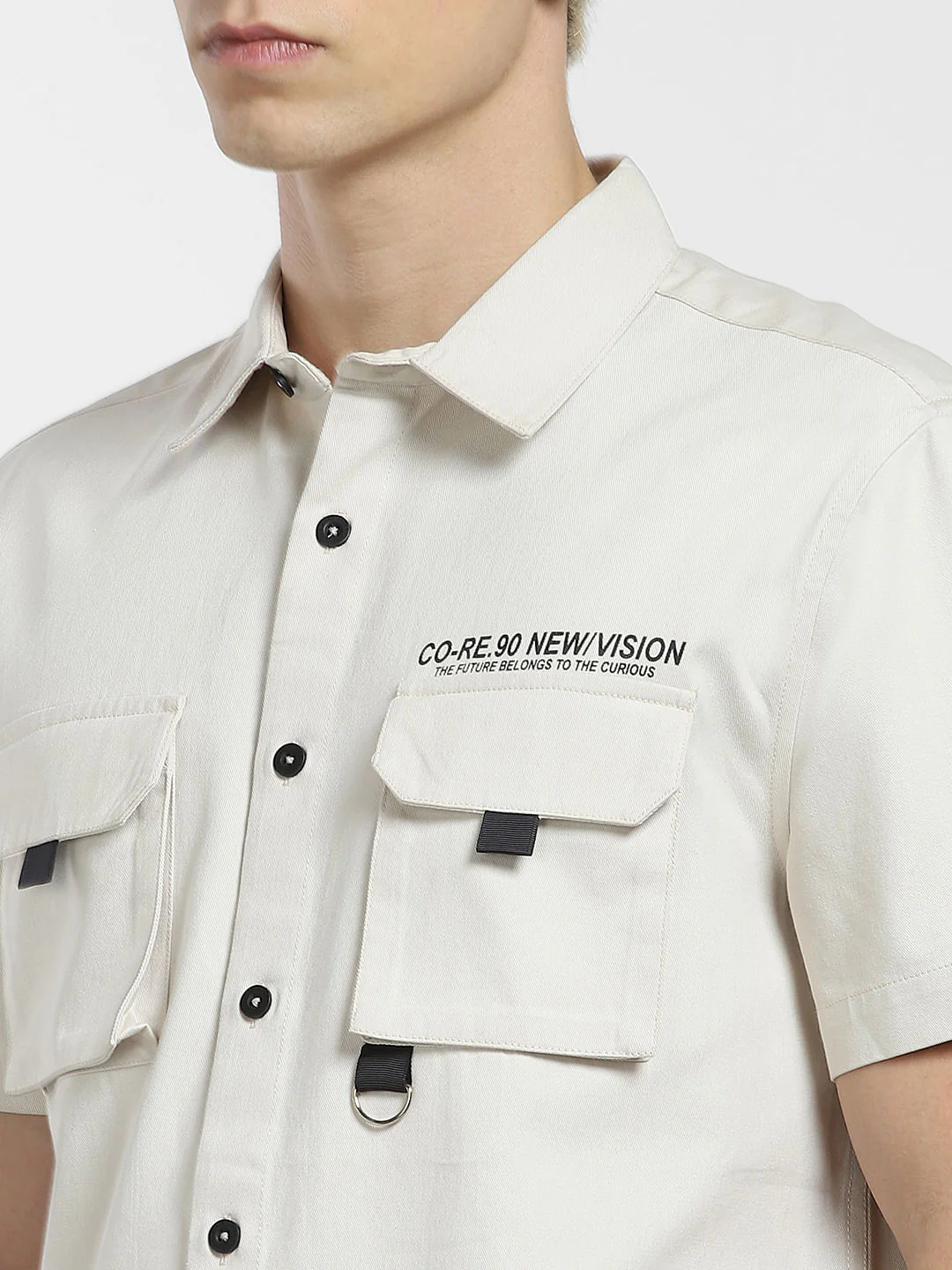 Beige Printed Short Sleeve Shirt - Image 5