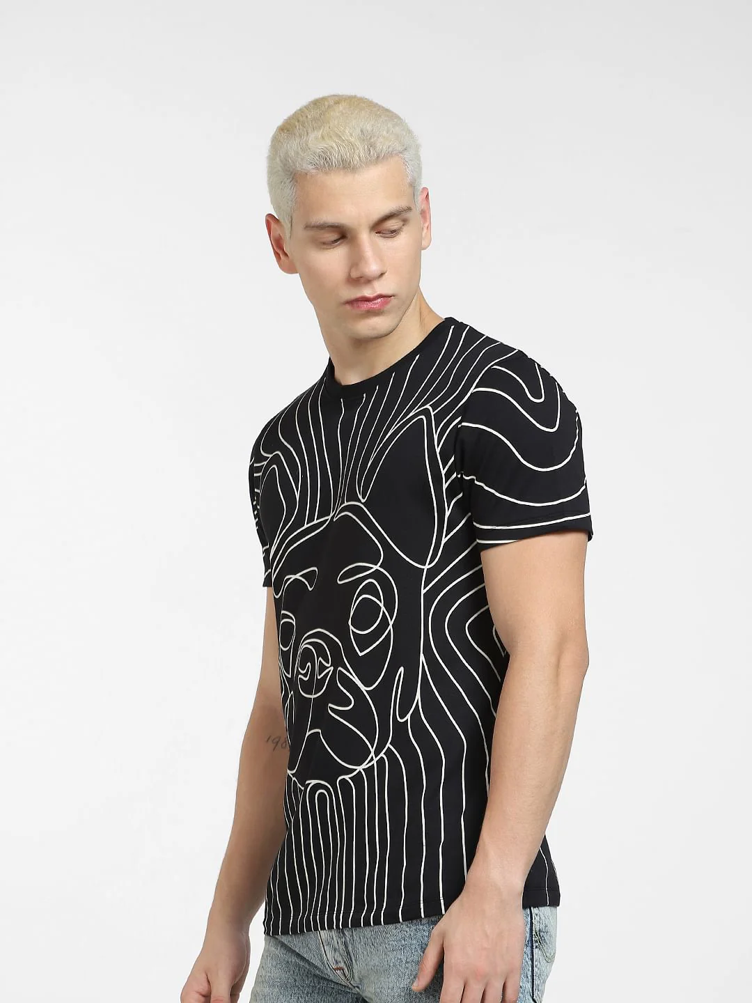 Black Logo Print Crew Neck T-shirt - Image 3