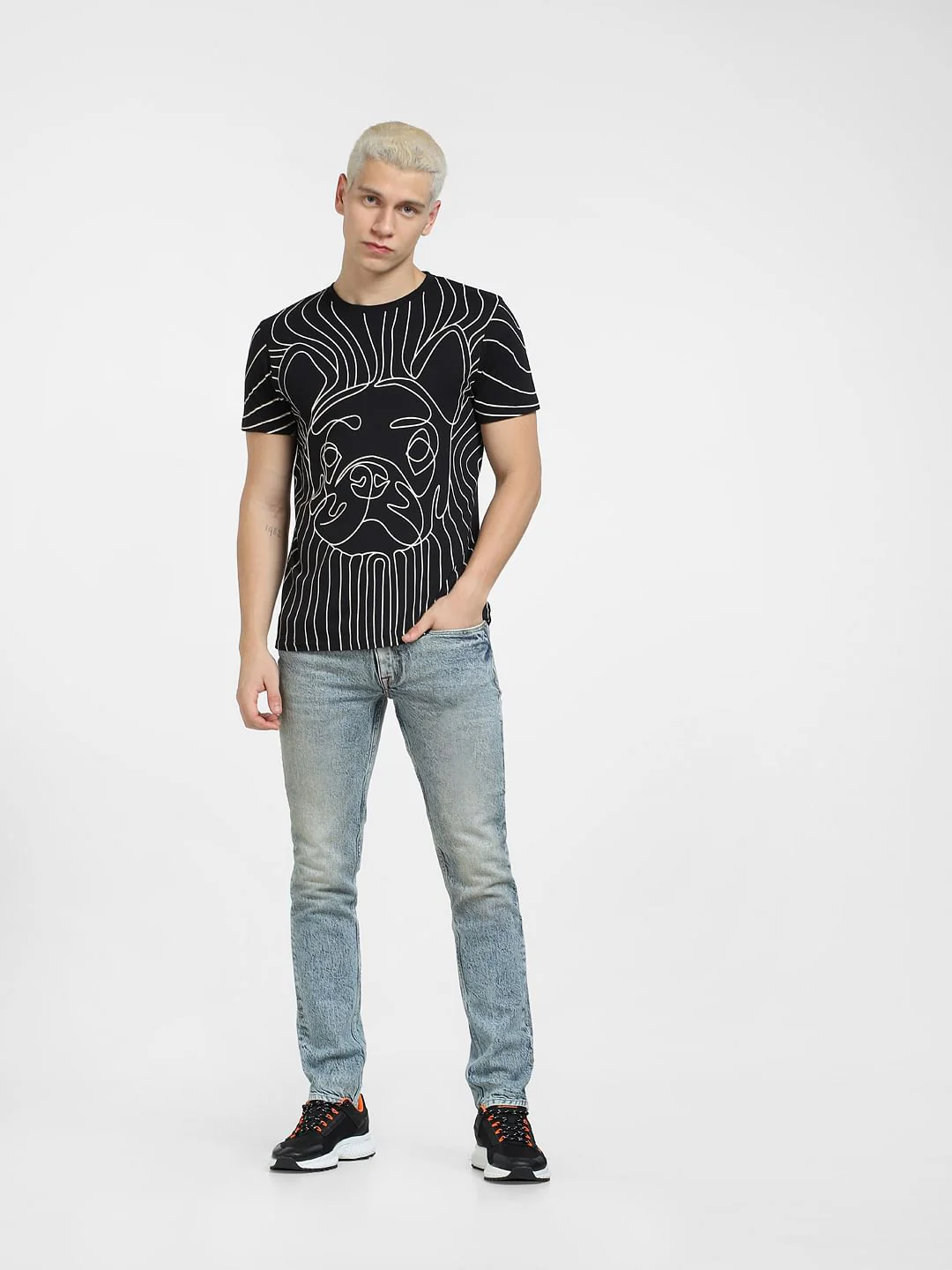 Black Logo Print Crew Neck T-shirt - Image 6