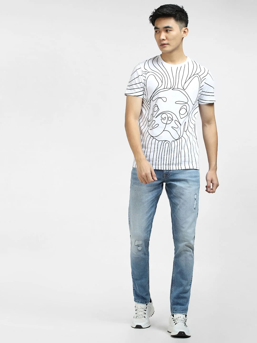 White Logo Print Crew Neck Co-ord T-shirt - Image 5