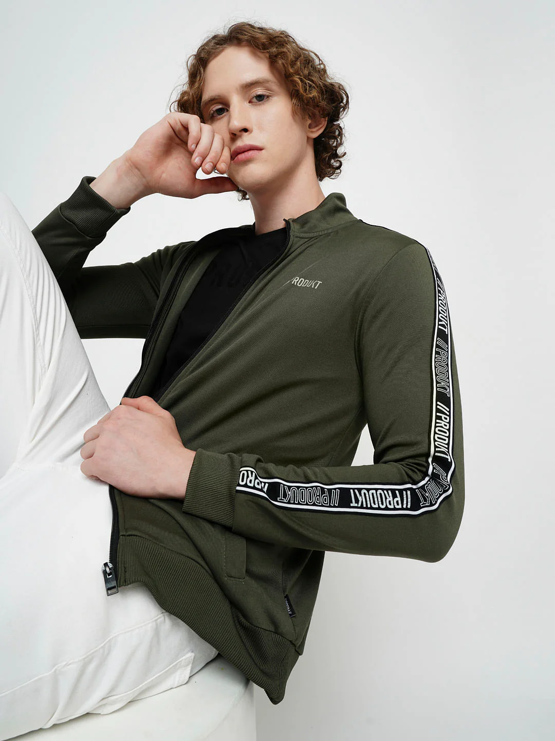 PRODUKT by JACK&JONES Green High Neck Zip-Up Sweatshirt