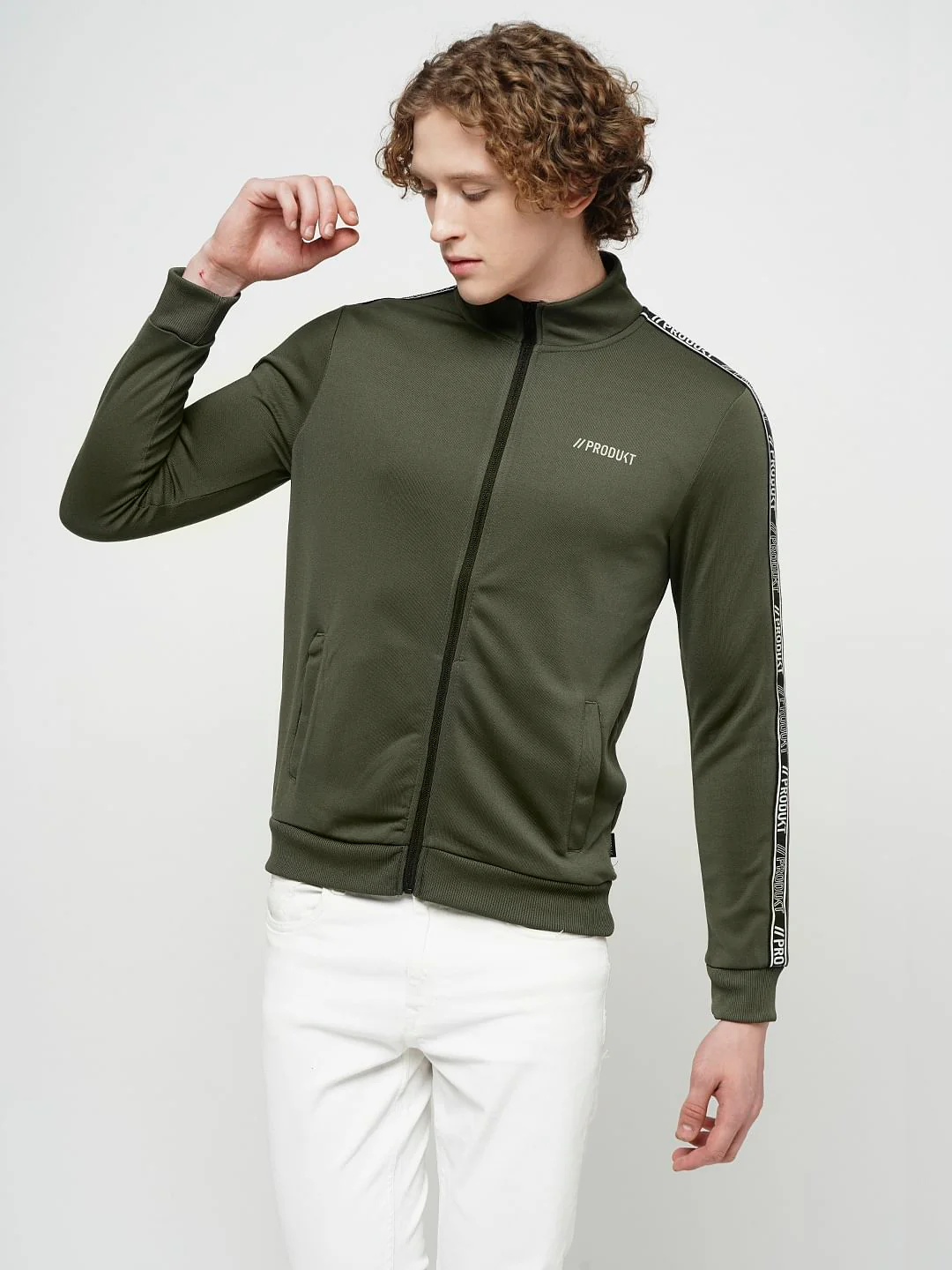 PRODUKT by JACK&JONES Green High Neck Zip-Up Sweatshirt - Image 2