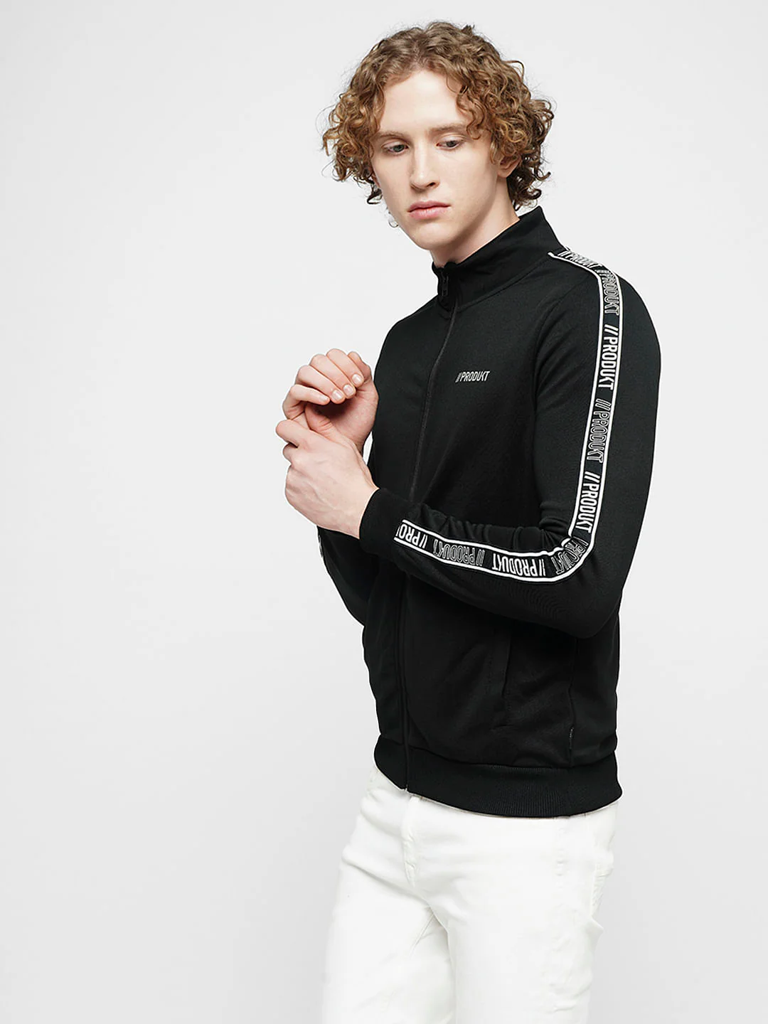 PRODUKT by JACK&JONES Black Tape Detail Zip-Up Sweatshirt - Image 3