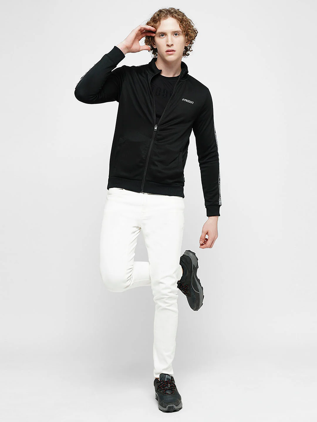 PRODUKT by JACK&JONES Black Tape Detail Zip-Up Sweatshirt - Image 5