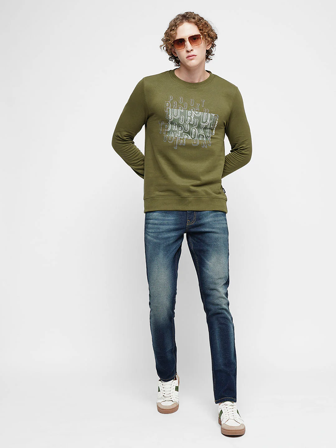 PRODUKT by JACK&JONES Green Printed Cotton Sweatshirt - Image 5