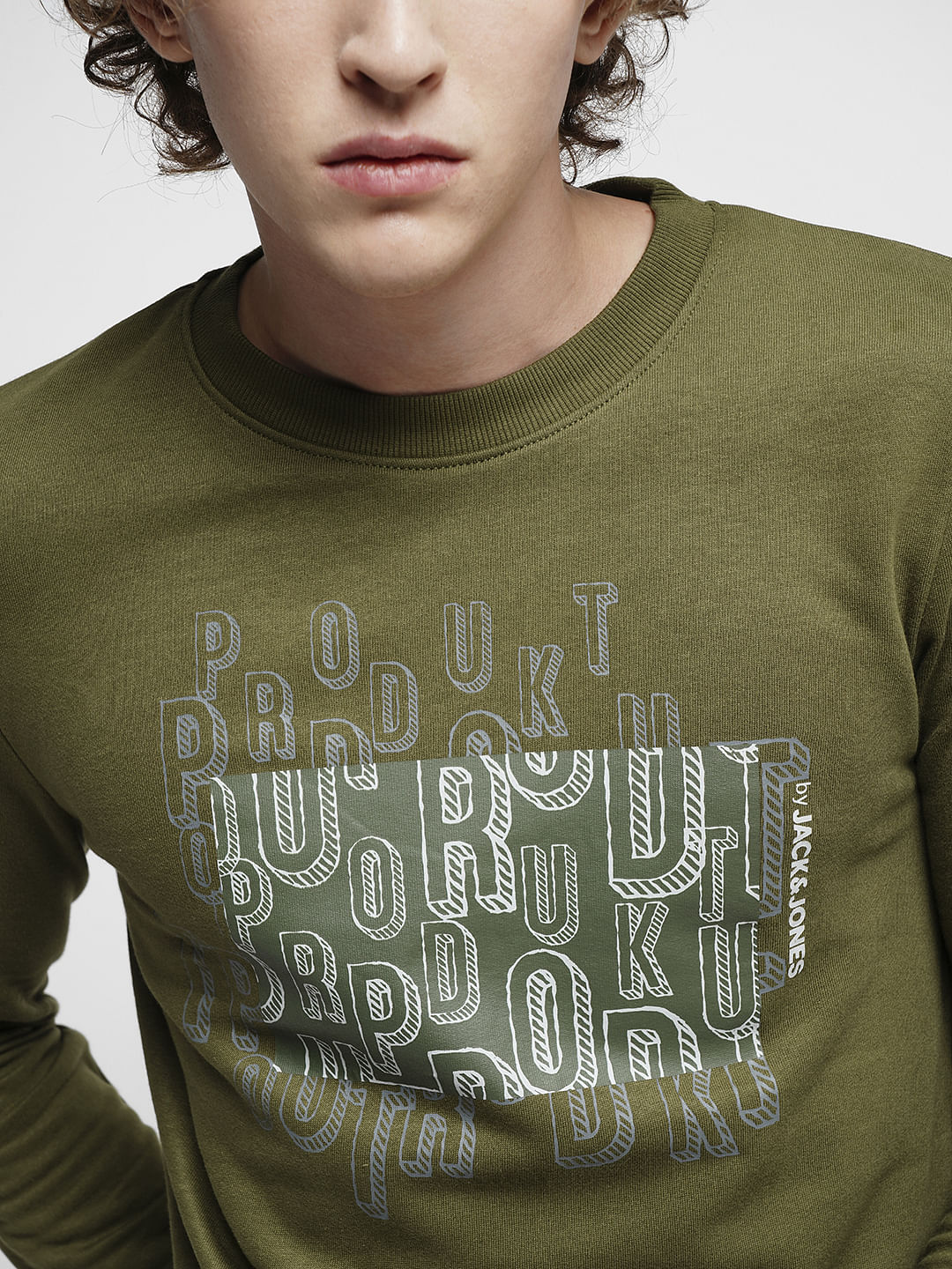 PRODUKT by JACK&JONES Green Printed Cotton Sweatshirt - Image 6
