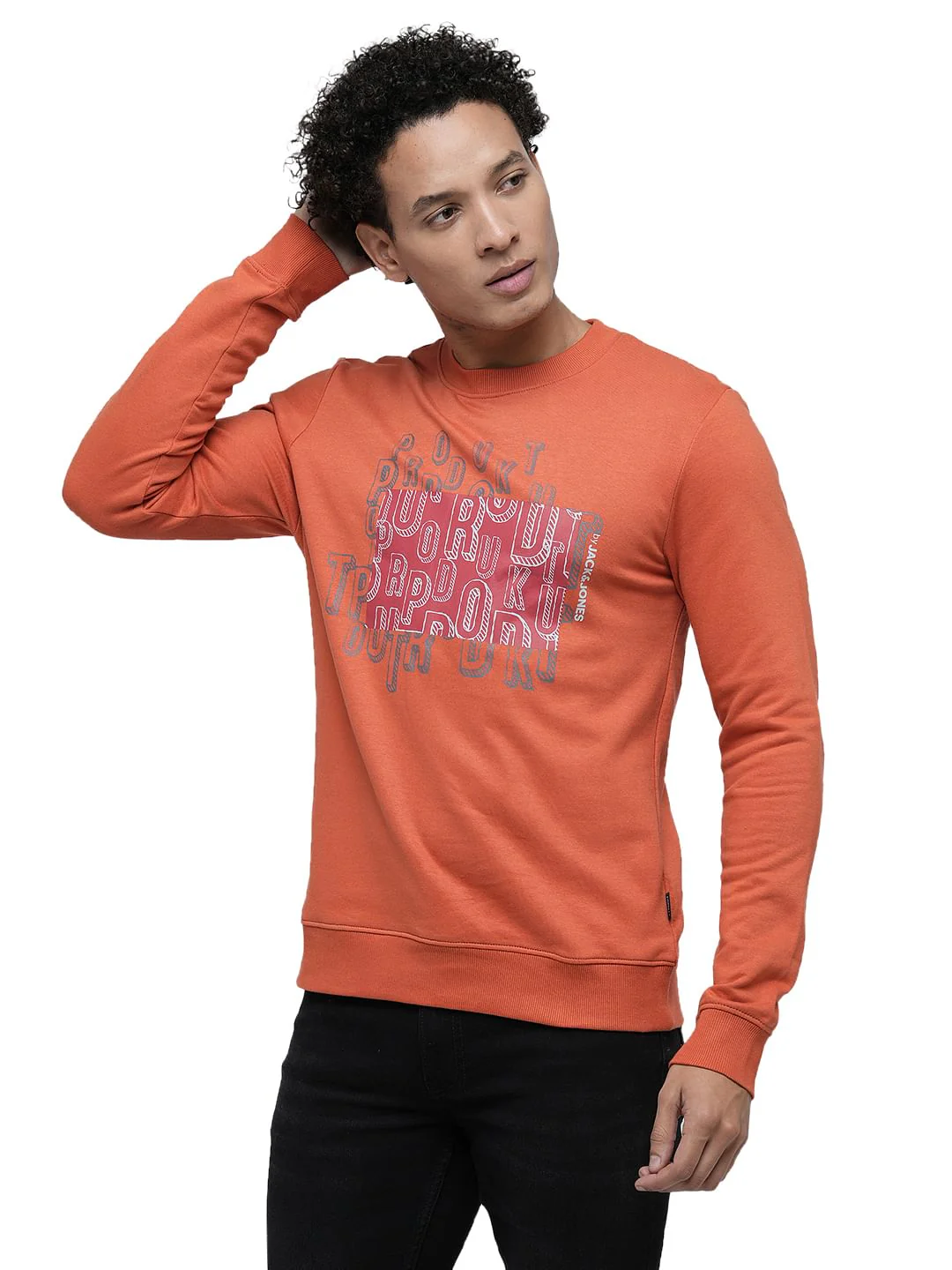 PRODUKT by JACK&JONES Red Printed Cotton Sweatshirt - Image 3