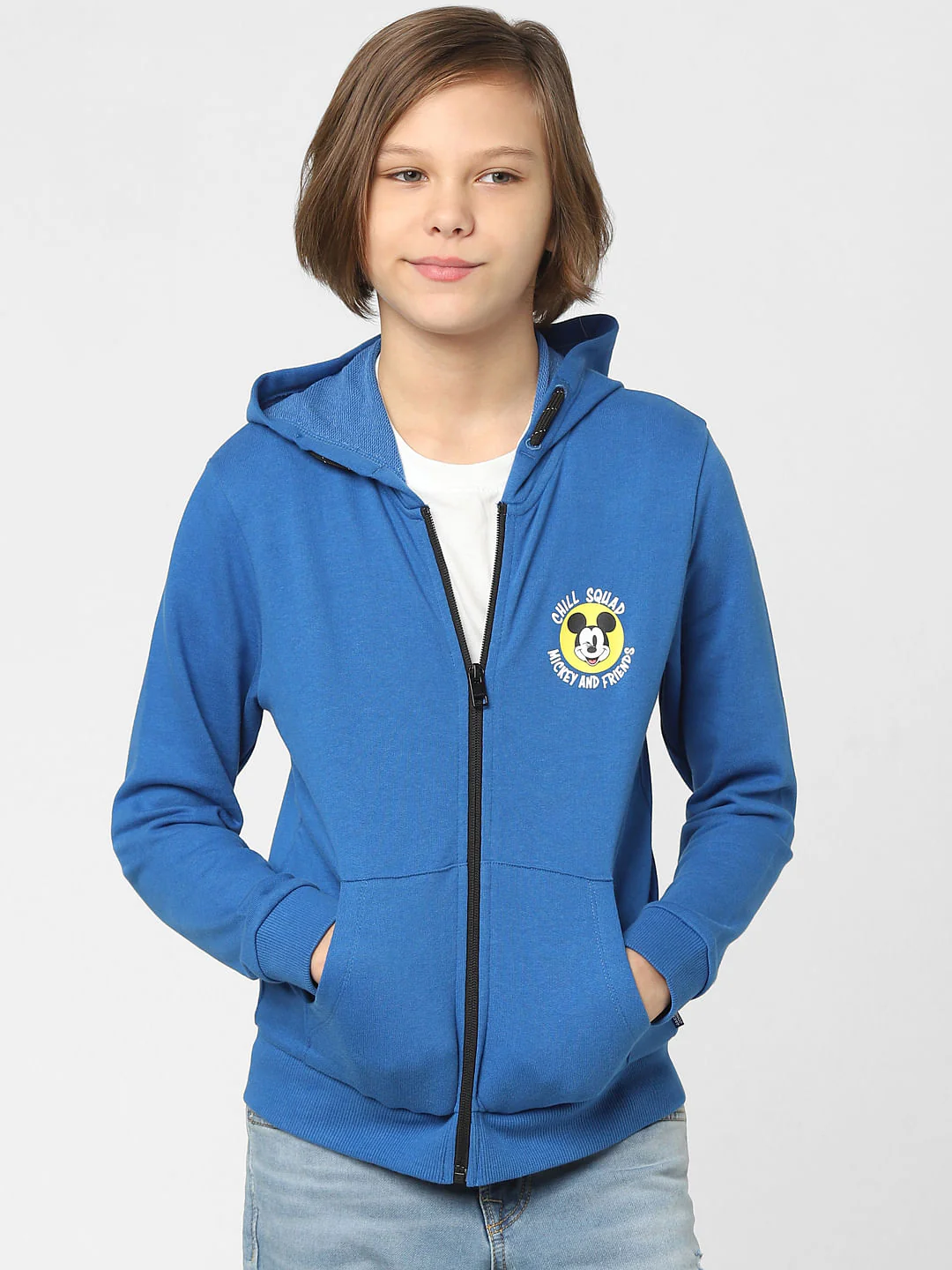 Boys Blue Mickey Print Zip-Up Sweatshirt - Image 2