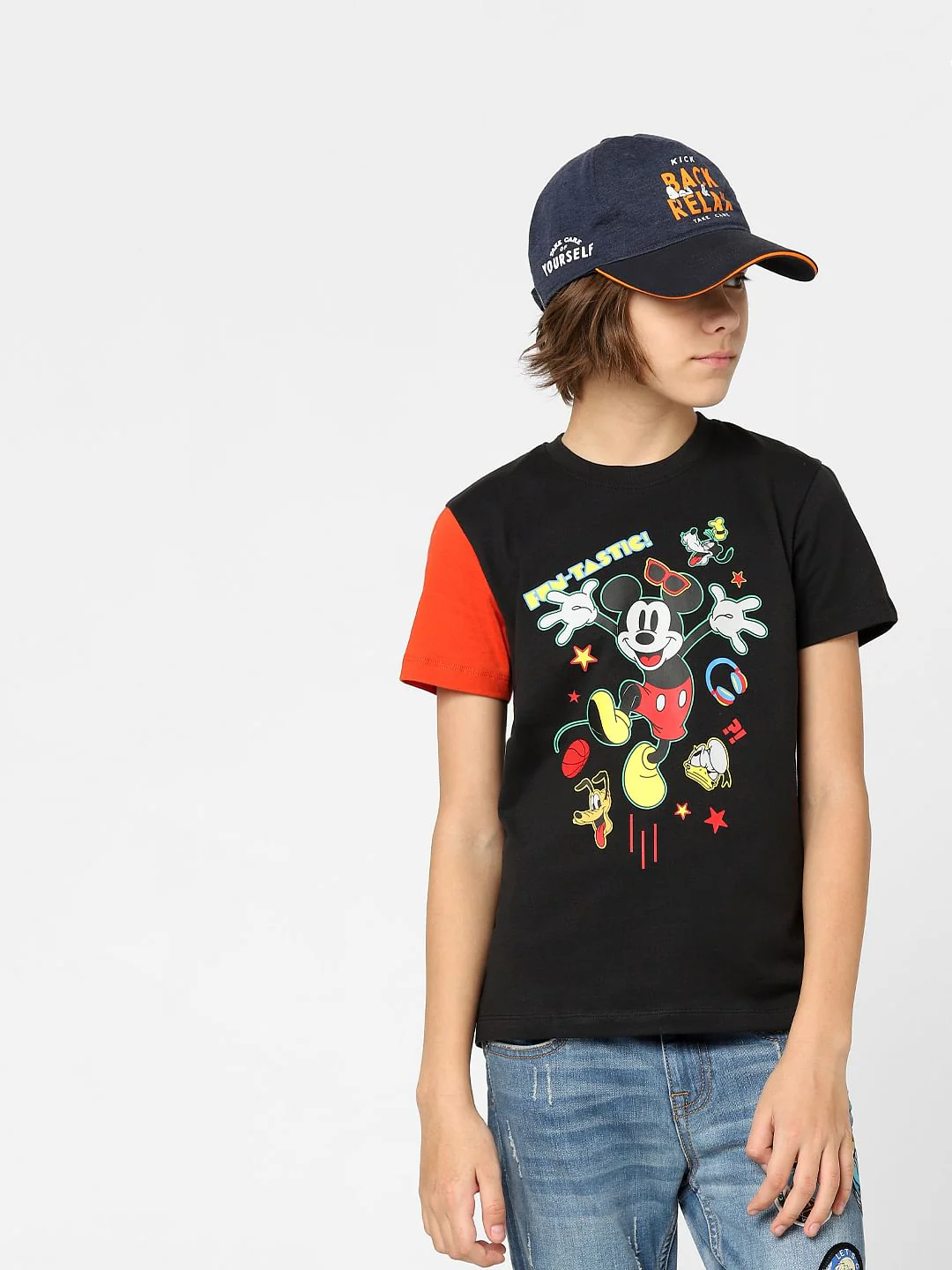 Boys x Mickey Black Printed T-shirt