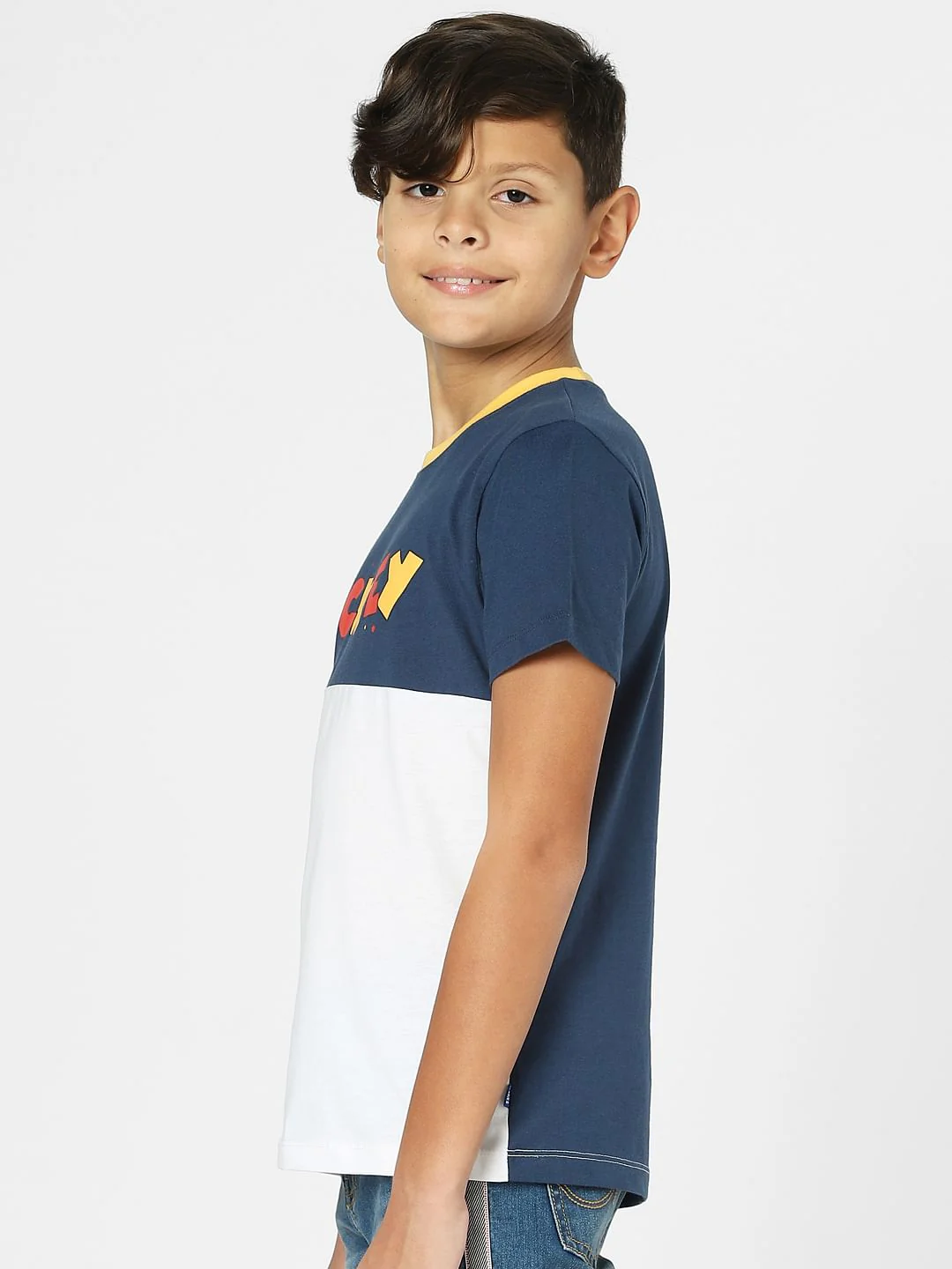 Boys x Mickey Blue Colourblocked Crew Neck T-shirt - Image 3
