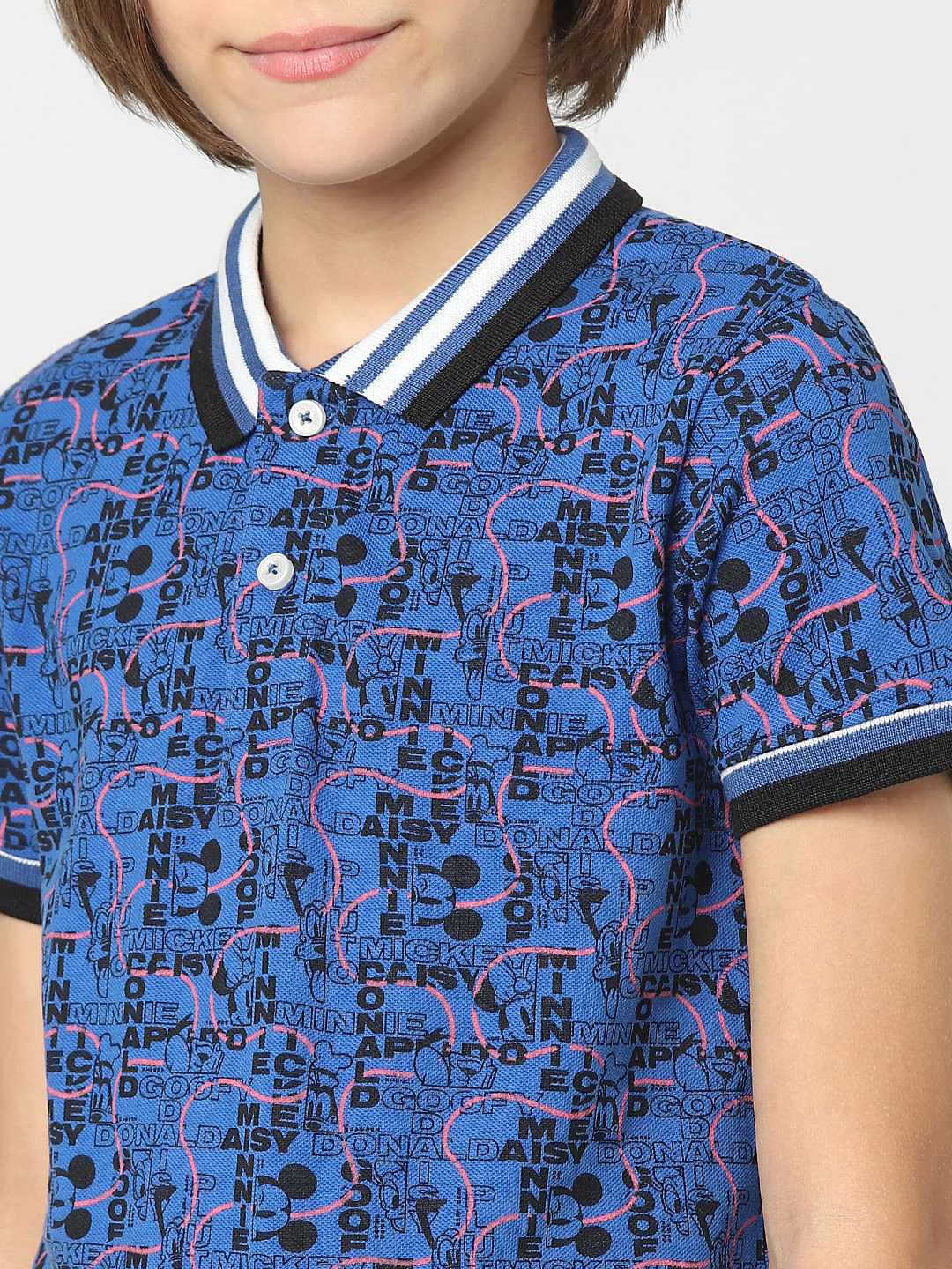 Boys Blue Typographic Mickey Print T-shirt - Image 5