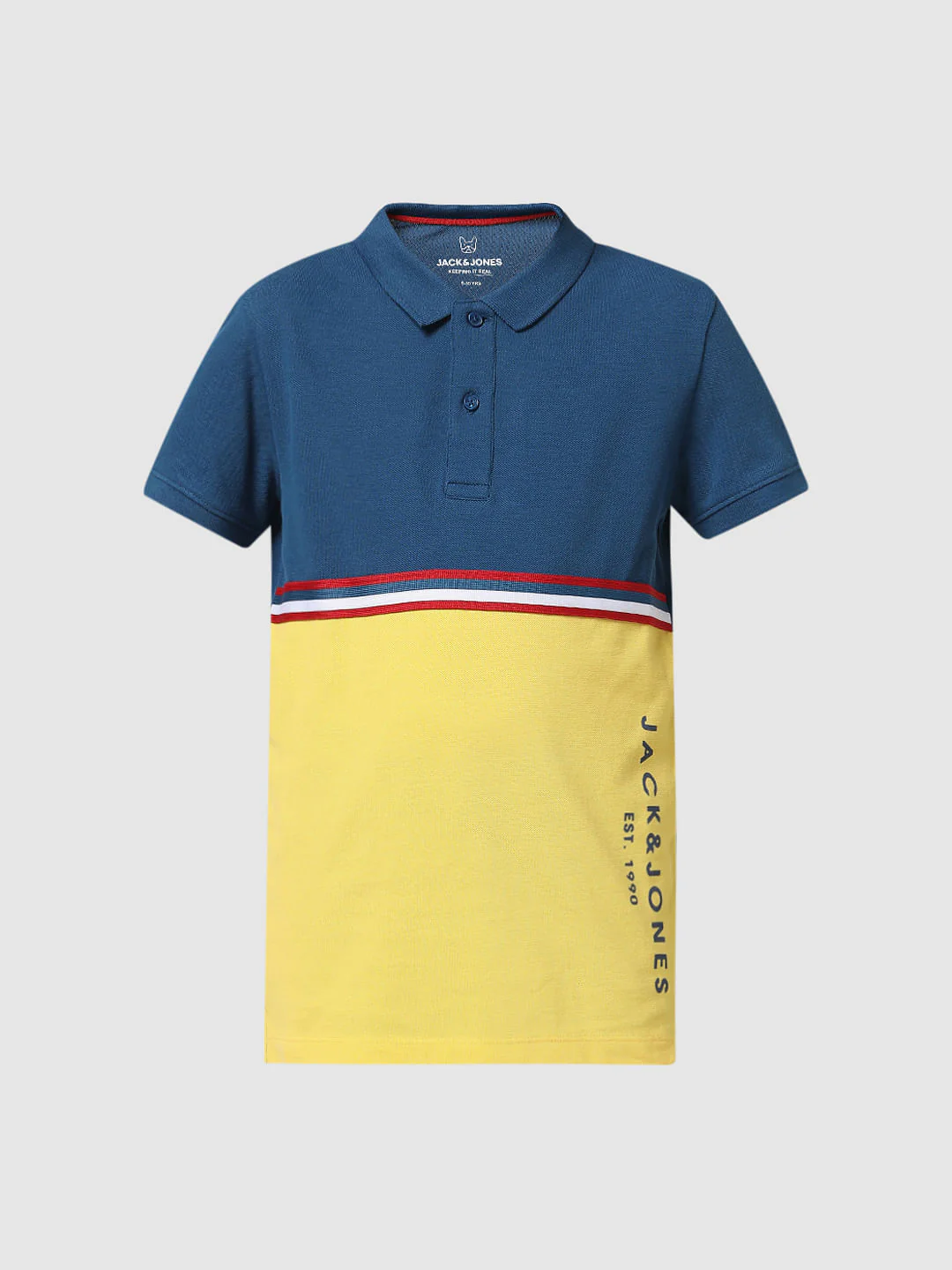 Blue Colourblocked Polo T-shirt - Image 6