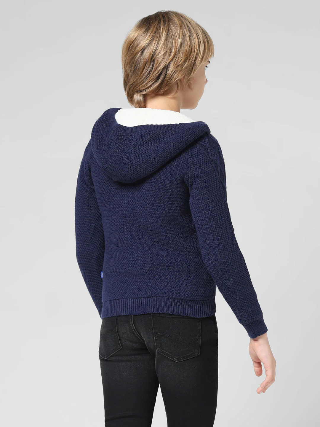 JUNIOR BOYS Blue Hooded Cardigan - Image 3