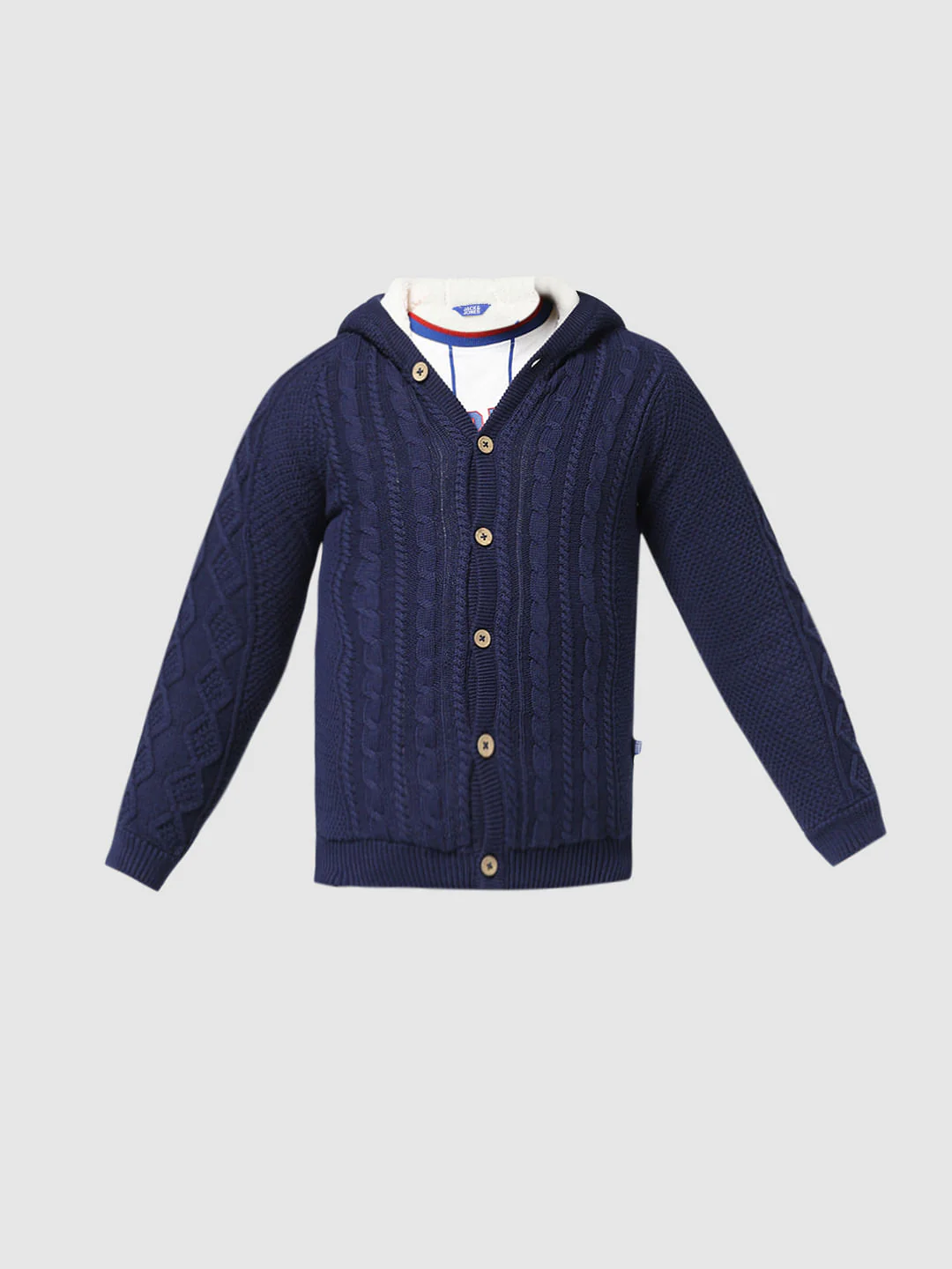 JUNIOR BOYS Blue Hooded Cardigan - Image 6