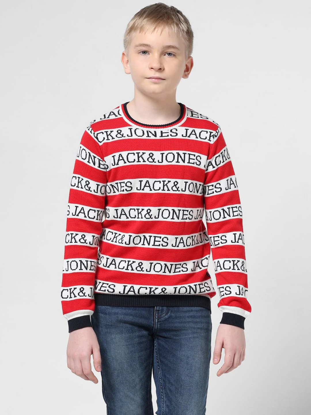 Red Striped Logo Text Pullover - Image 2