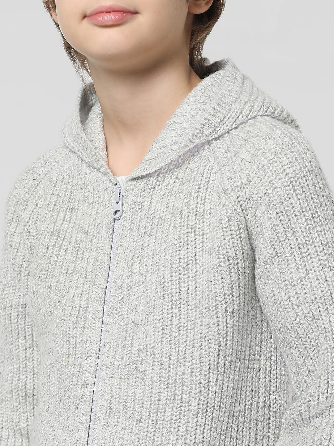 Grey Front-Open Hooded Cardigan - Image 4