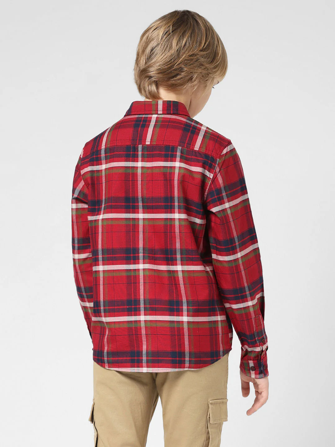 JUNIOR BOYS Red Check Full Sleeves Shirt - Image 3