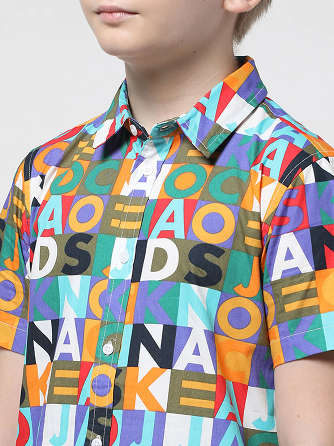 Boys Blue Logo Print Co-ord Set Shirt - Image 5