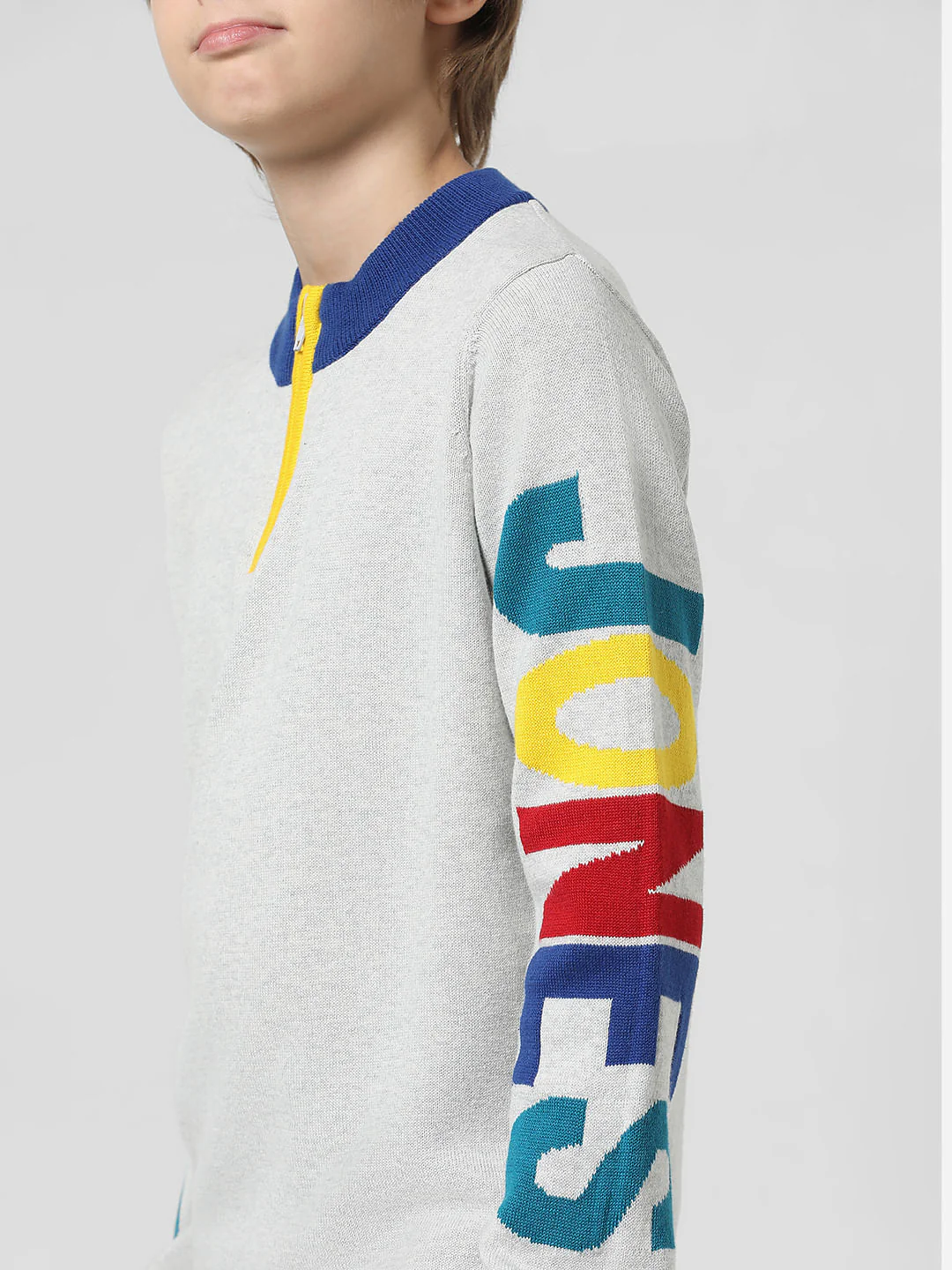 Grey Logo Print High Neck Pullover - Image 4