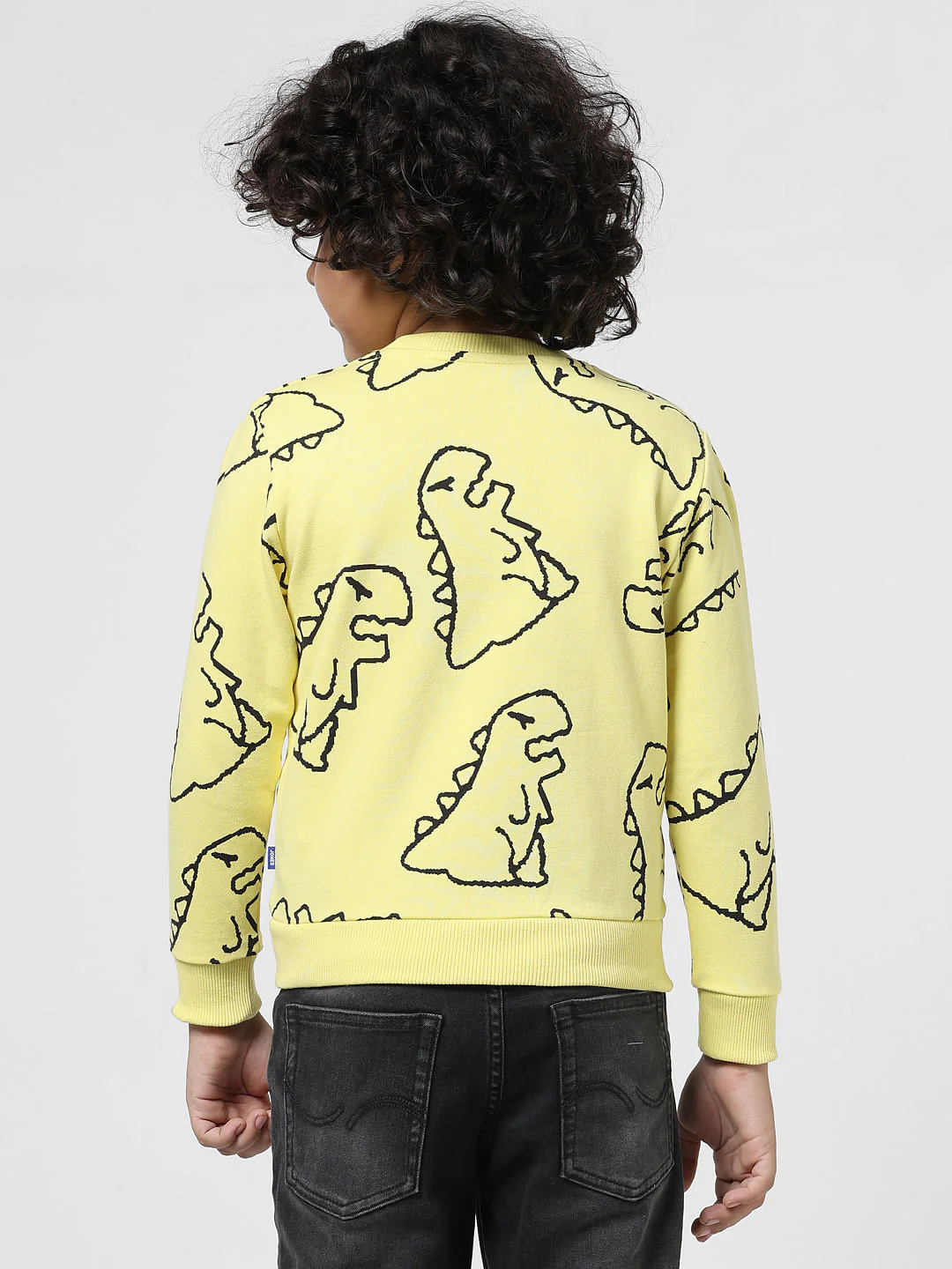 JUNIOR BOYS Yellow Dinosaur Print Sweatshirt - Image 3