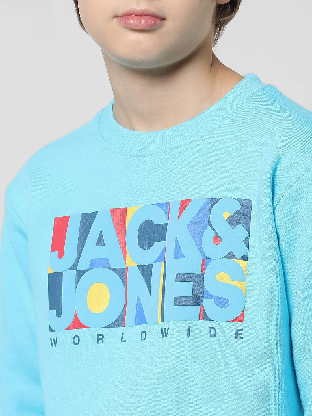 Light Blue Logo Text Print Sweatshirt - Image 4