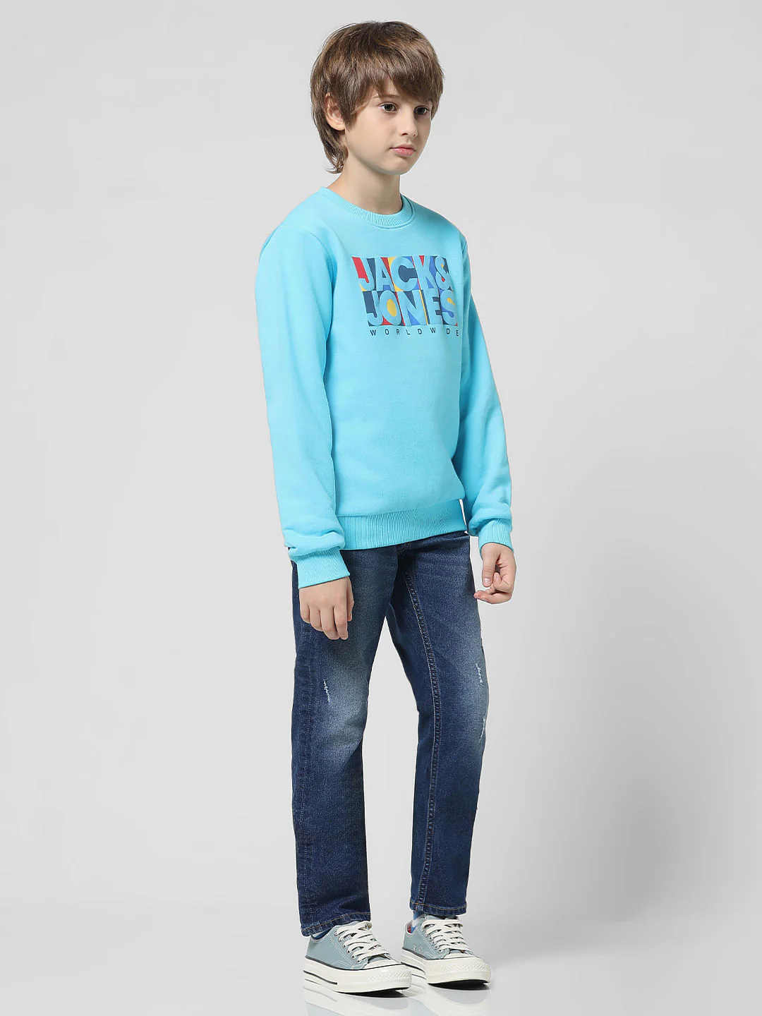 Light Blue Logo Text Print Sweatshirt - Image 5