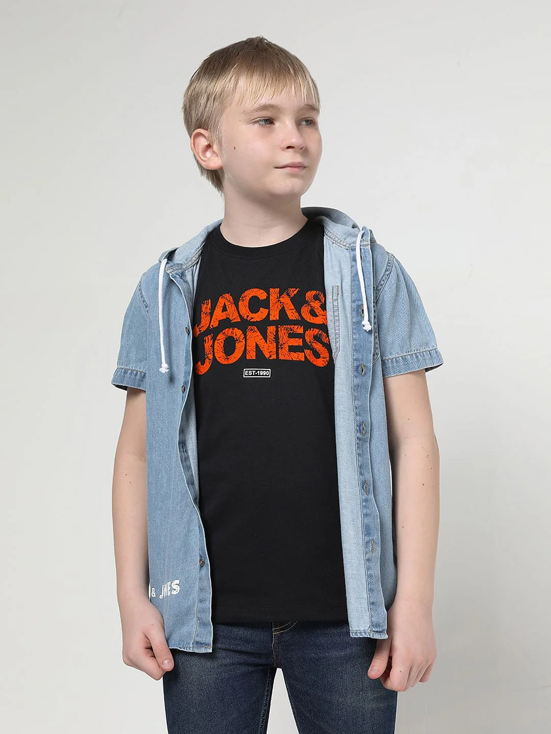 Boys Black Logo Print Crew Neck T-shirt